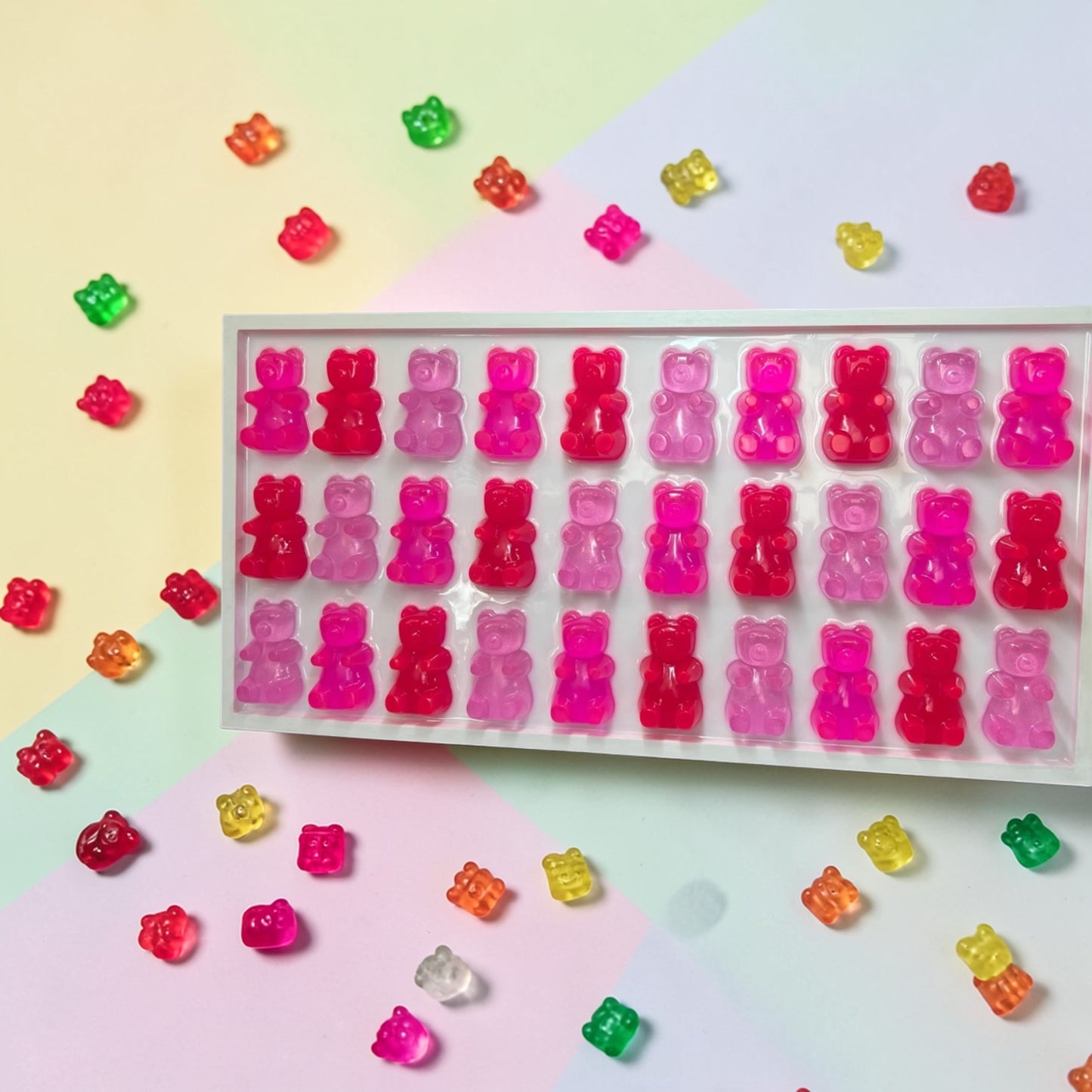 Shades of Pinks Extra Large Pink Resin Gummy Bear Wall Art: 3D Pop Art Decor Glitter, Pink Dopamine Statement Wall Decor