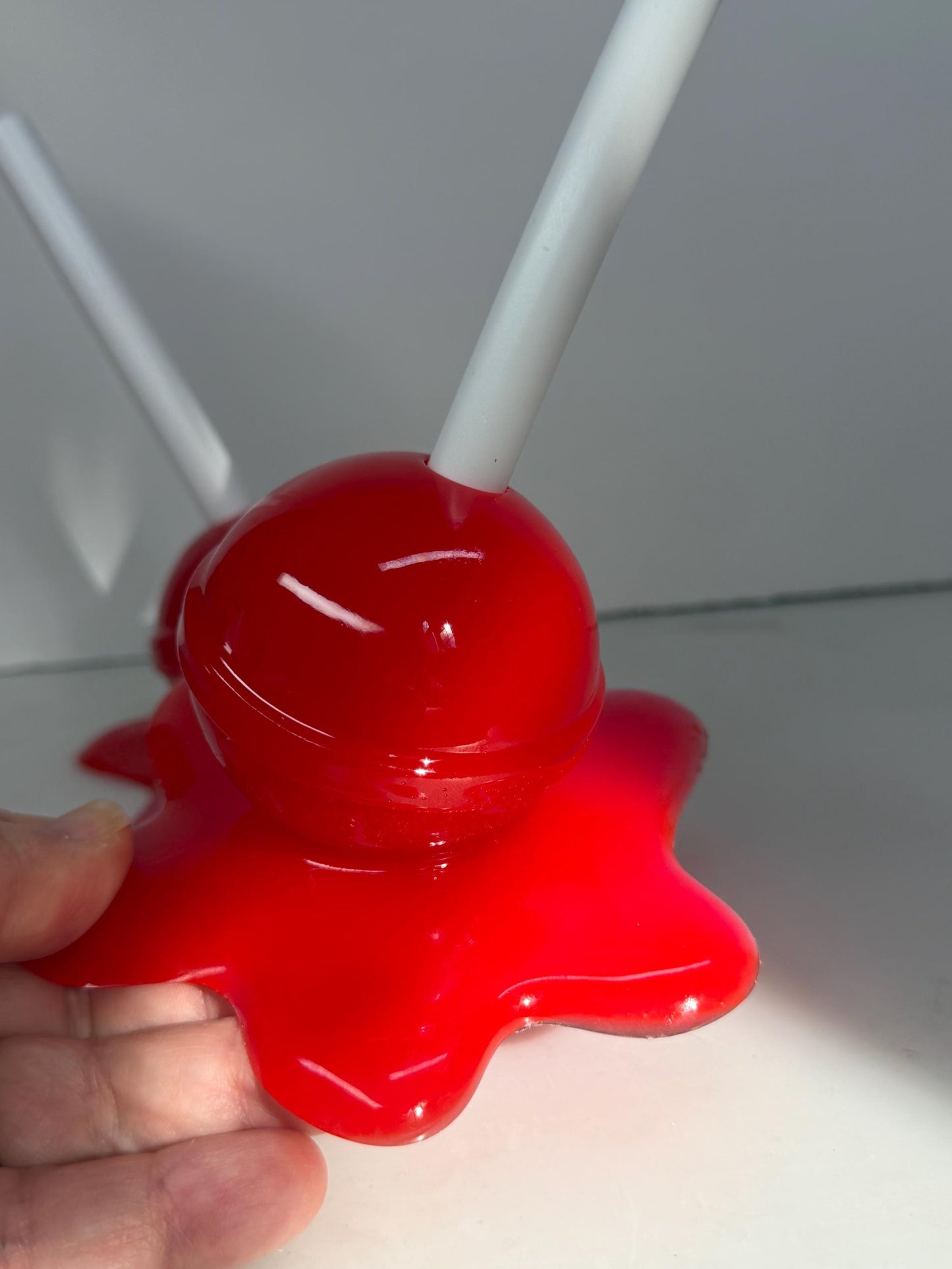 Melting Lollipop Extra Large Pop Art Decor Red, Resin Sculpture, Candy Art