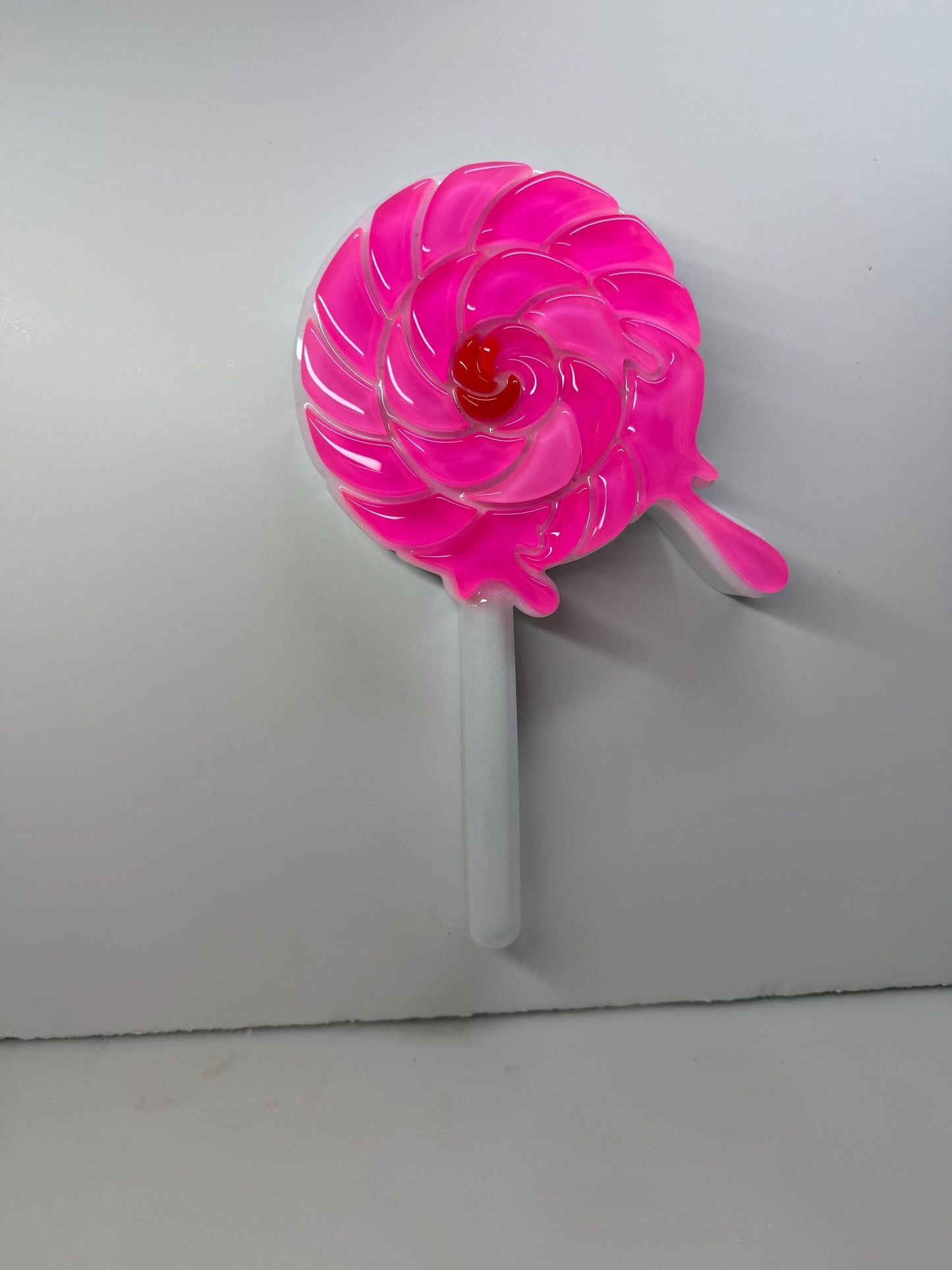 XL Melting Swirl Lollipop Pink Wall Hanging, Resin Sculpture, Candy Art