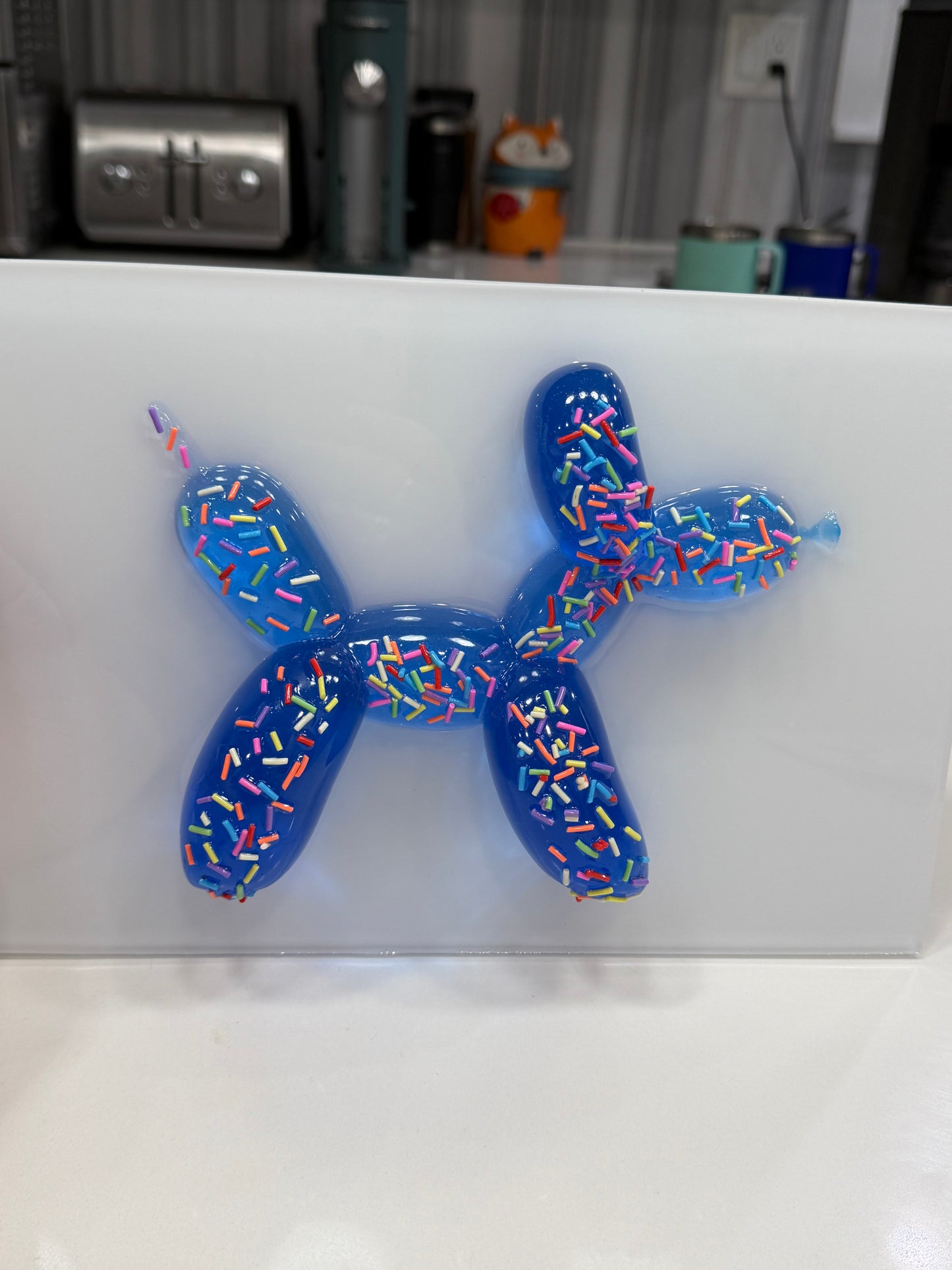 Good Boy, Extra Sprinkles – Blue Balloon Dog Resin Wall Art (12x8”)
