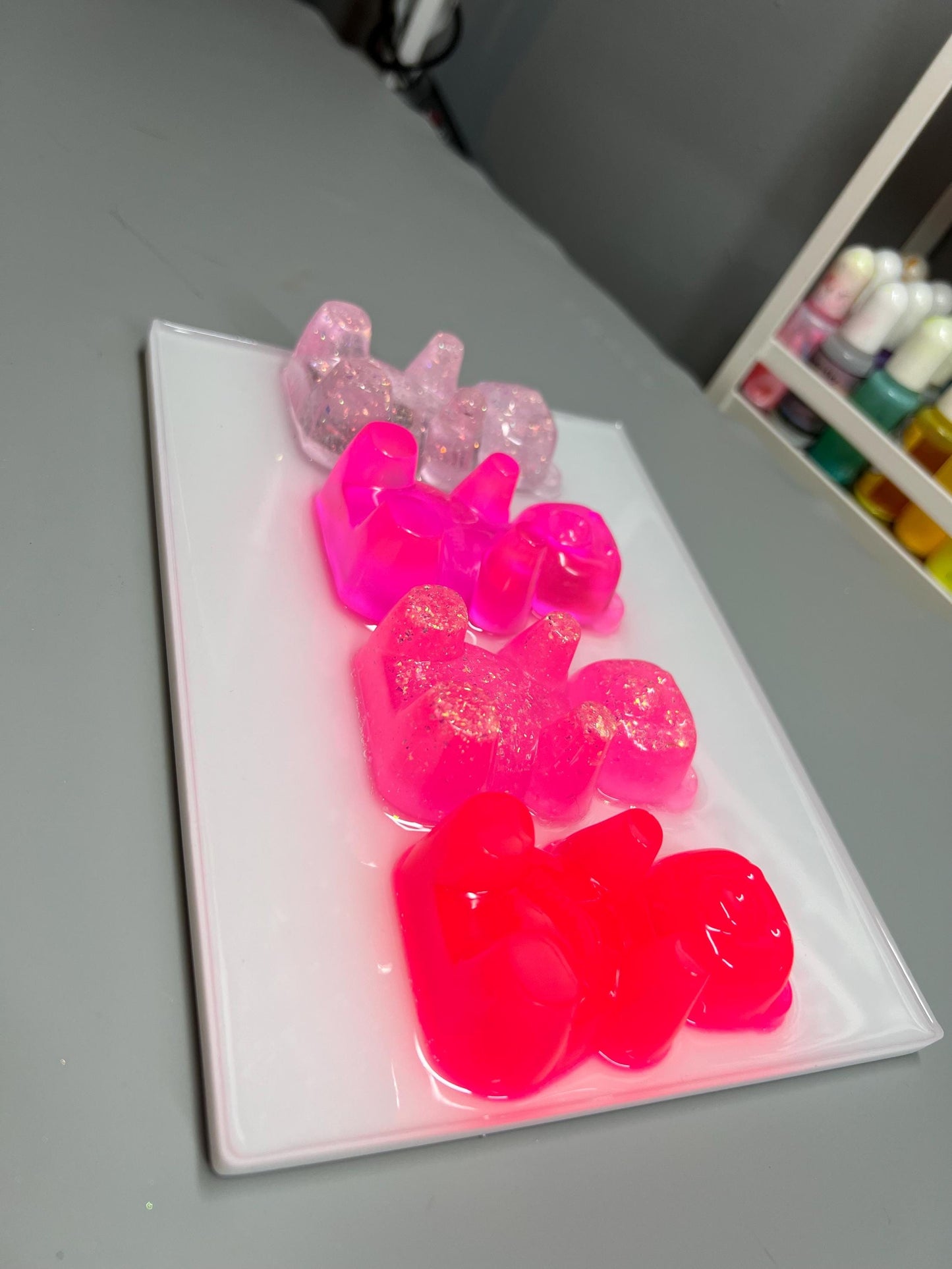 Neon Pink Resin Gummy Bear Wall Art: 3D Pop Art Decor