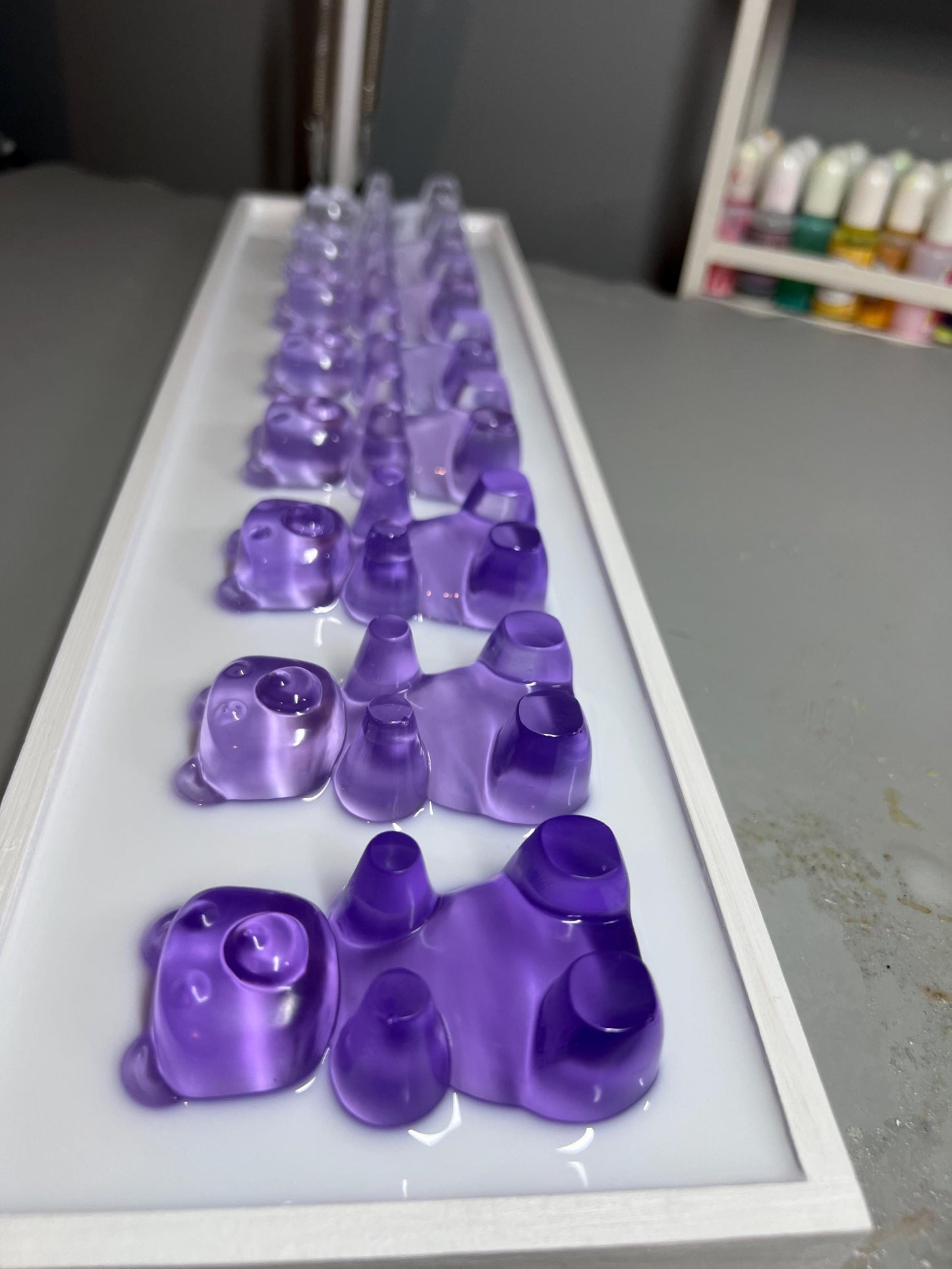 Purple Violet Ombre Resin Gummy Bear Wall Art: 3D Candy Pop Art