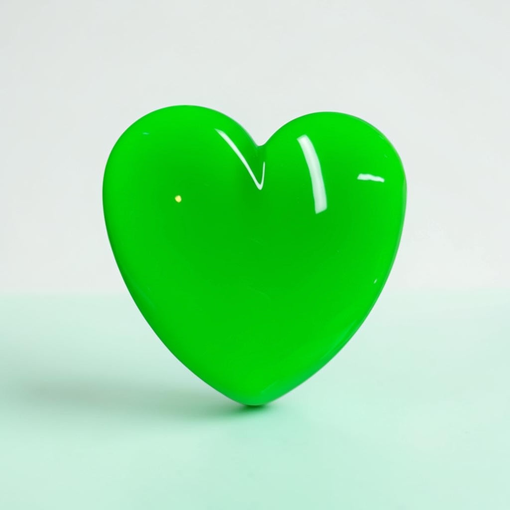 Neon Green Resin Heart Wall Art – Electric Green Pop Art Heart, Glossy Dopamine Decor