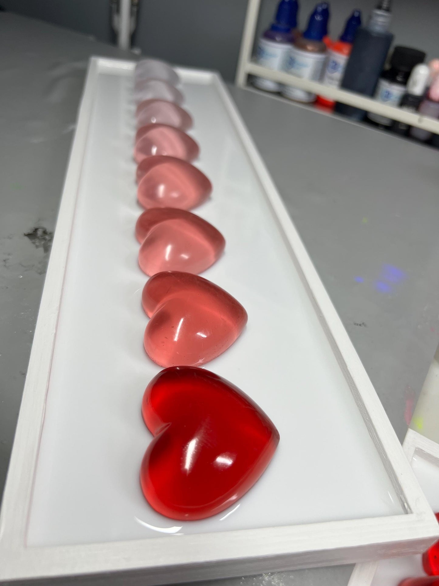 Red Ombré Resin Gummy Hearts Wall Art: 3D Pop Art| Dopamine Decor| Fake Food