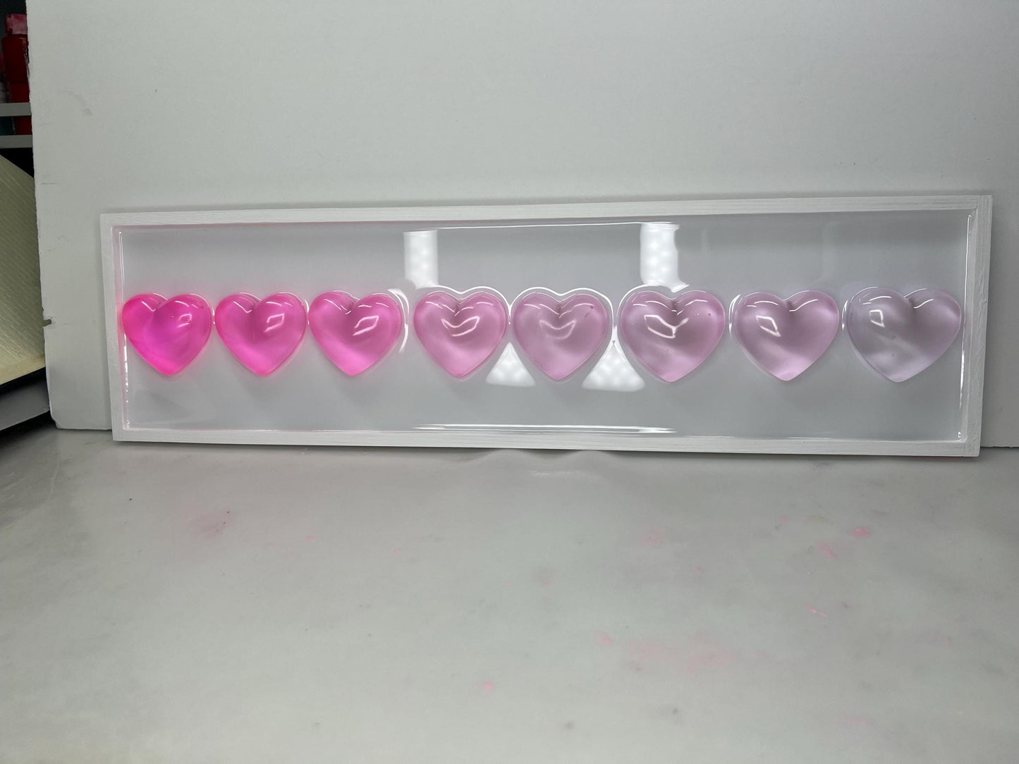 Pink Ombré Resin Gummy Hearts Wall Art: 3D Pop Art, Nursery Kids Room Decor, Pink Apartment Decor
