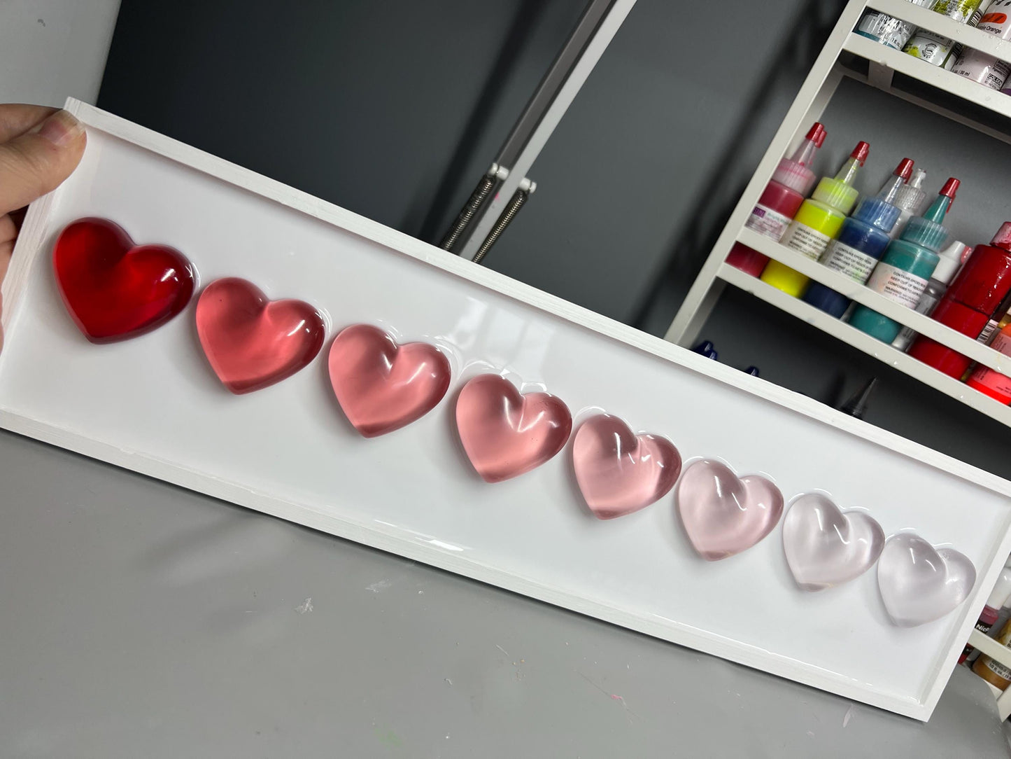 Red Ombré Resin Gummy Hearts Wall Art: 3D Pop Art| Dopamine Decor| Fake Food