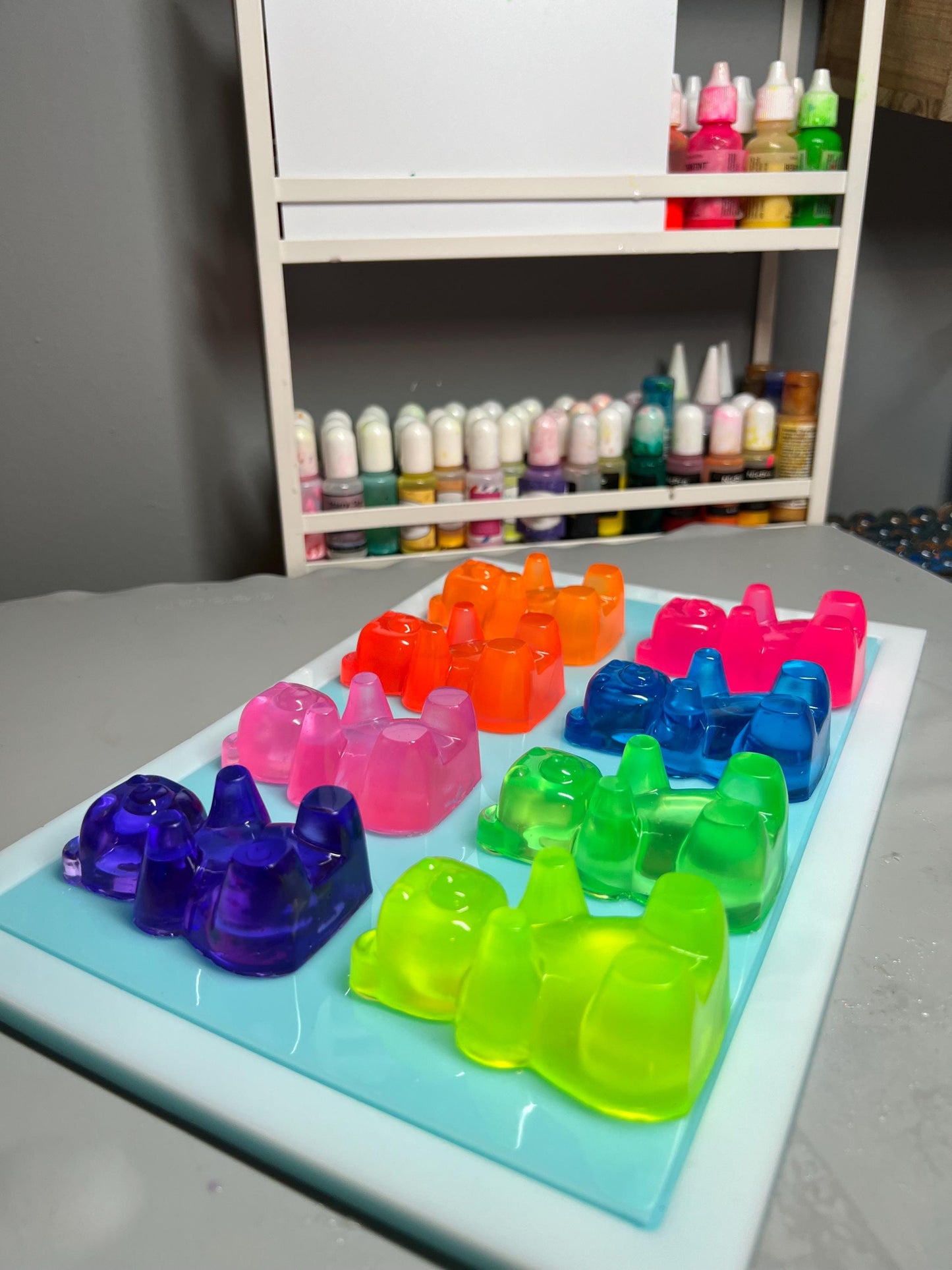 Neon Gummy Bear 3D Wall Art: Handmade Candy Decor (12x8 inches)