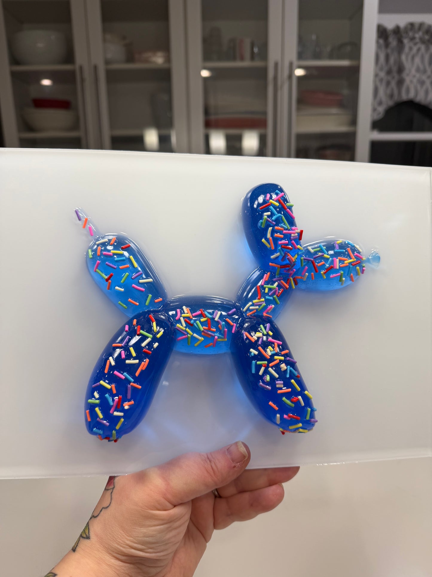 Good Boy, Extra Sprinkles – Blue Balloon Dog Resin Wall Art (12x8”)