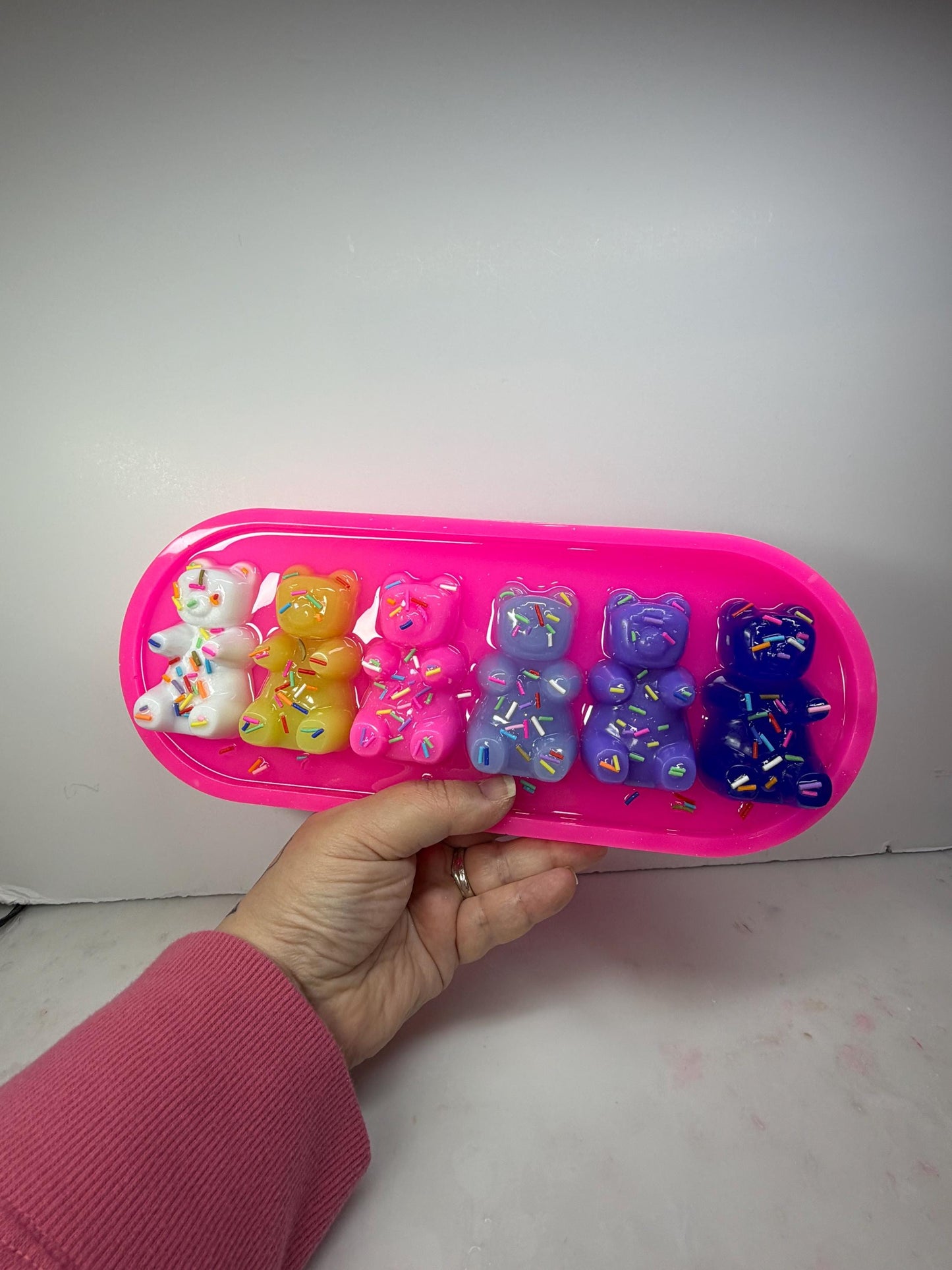 Rainbow Gummy Bear Resin Art • 13x5” Handmade Pop Art Decor • Cute Candy Sprinkle Sculpture • Freestanding or Wall Hanging