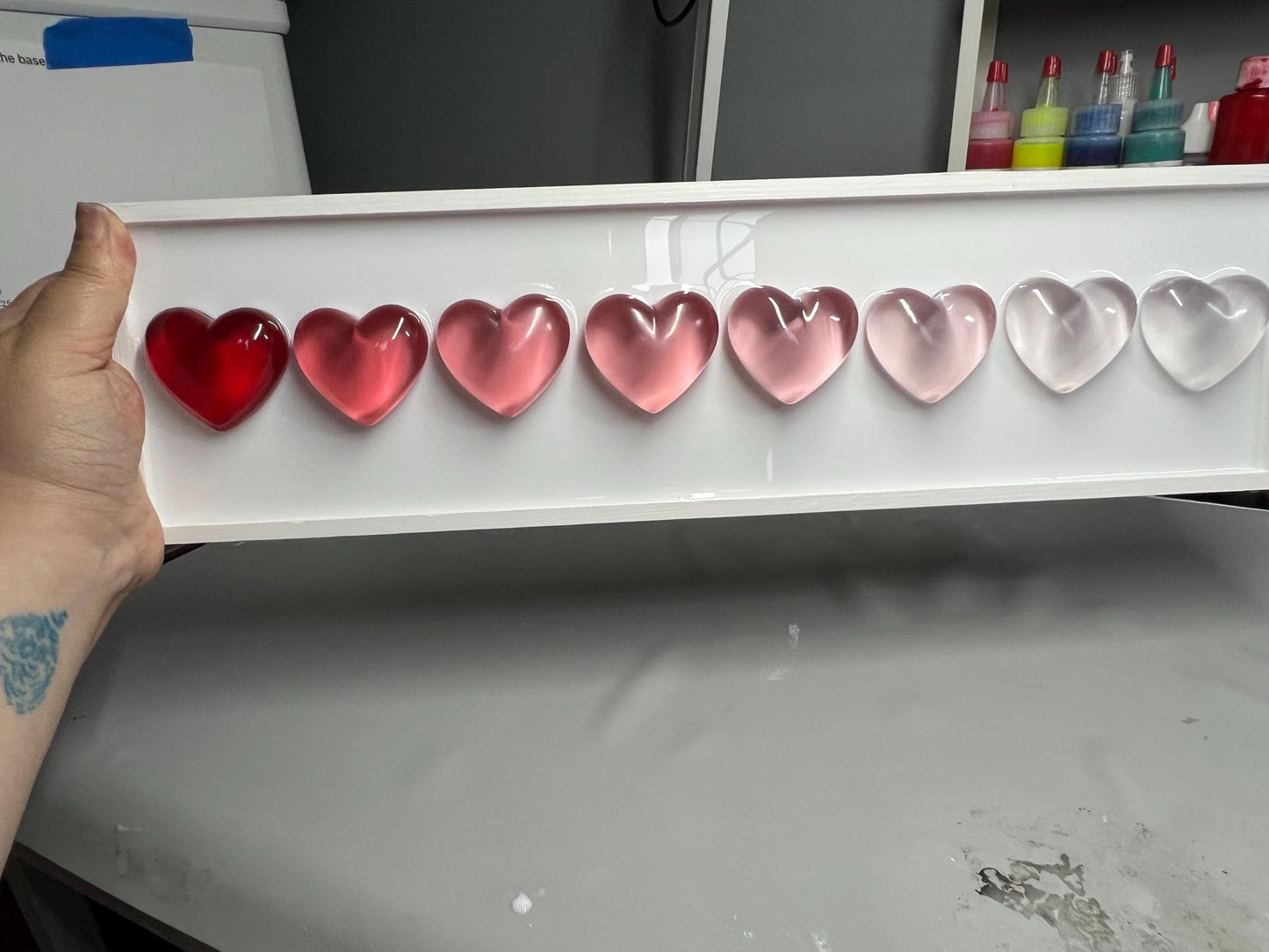 Red Ombré Resin Gummy Hearts Wall Art: 3D Pop Art| Dopamine Decor| Fake Food