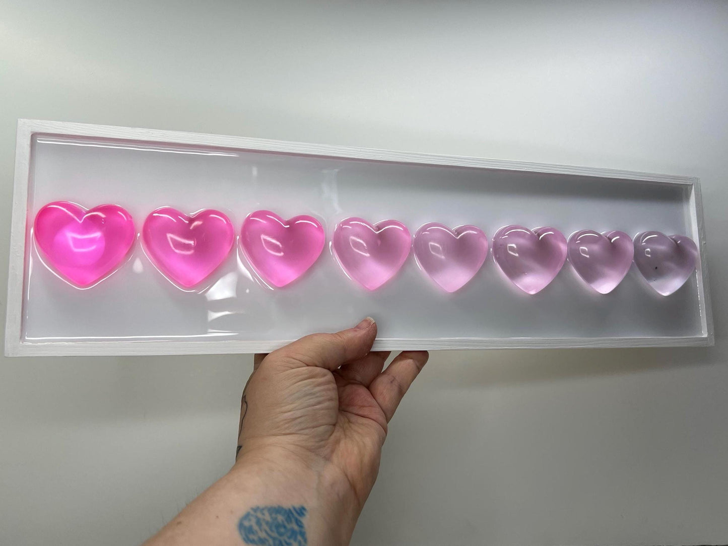 Pink Ombré Resin Gummy Hearts Wall Art: 3D Pop Art, Nursery Kids Room Decor, Pink Apartment Decor