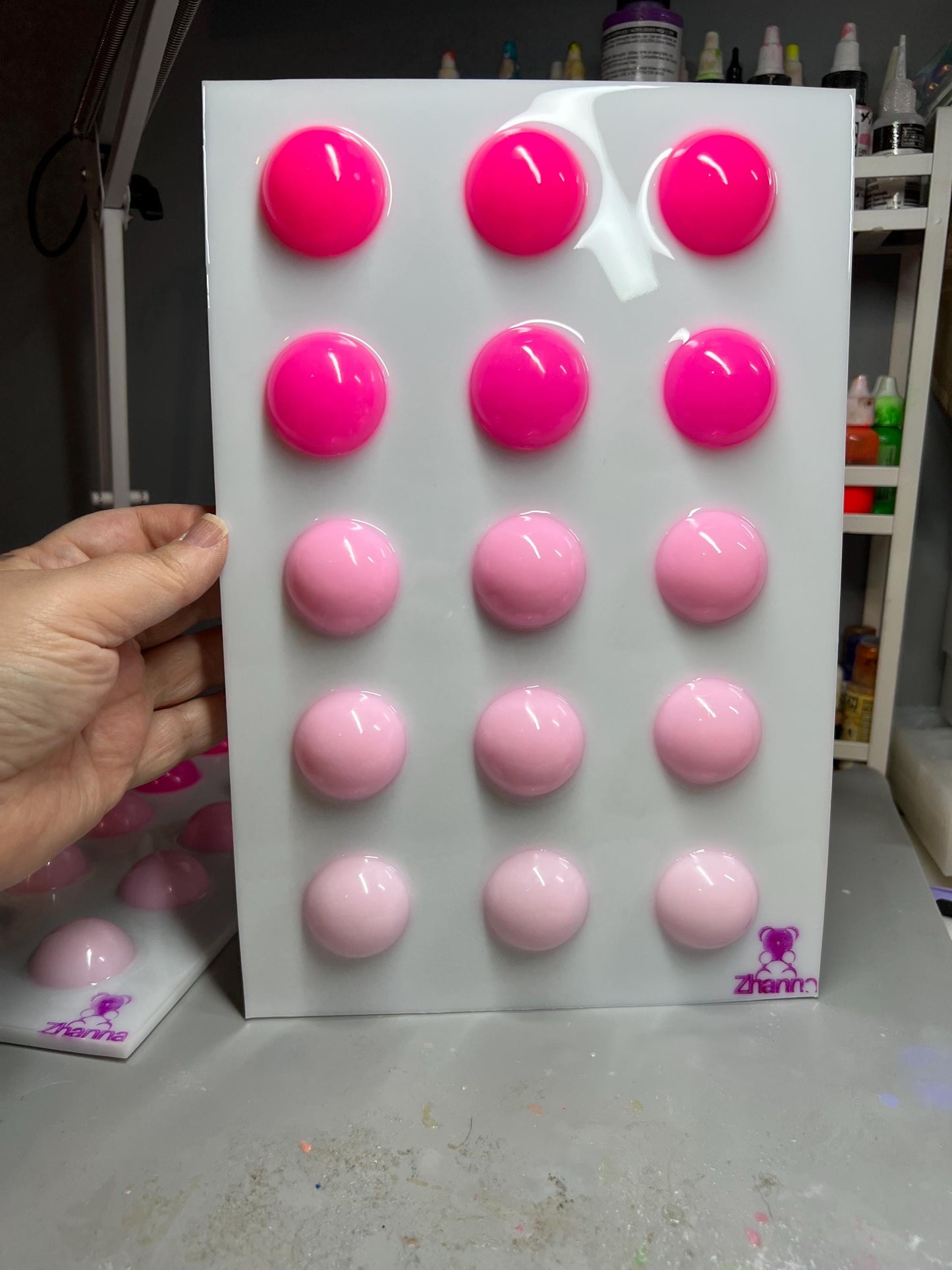 Pink Ombre Gumballs Painting: 3D Resin Pop Art (12x8 inches)