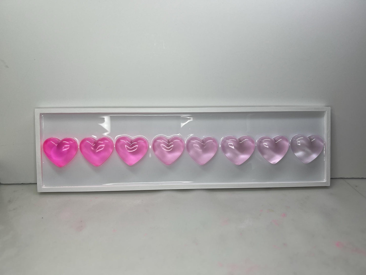 Pink Ombré Resin Gummy Hearts Wall Art: 3D Pop Art, Nursery Kids Room Decor, Pink Apartment Decor