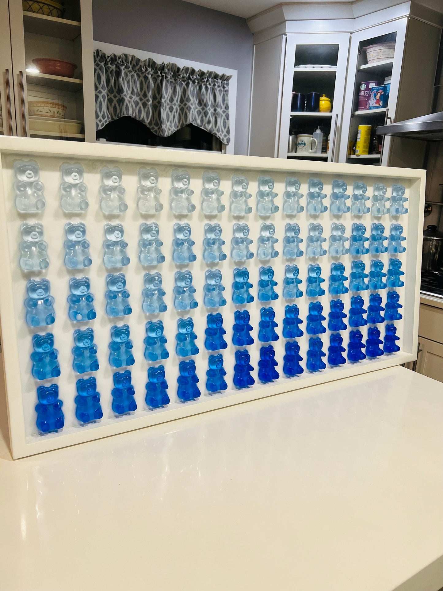 XL Blue Ombre Resin Gummy Bear Wall Art: 3D Pop Art Decor