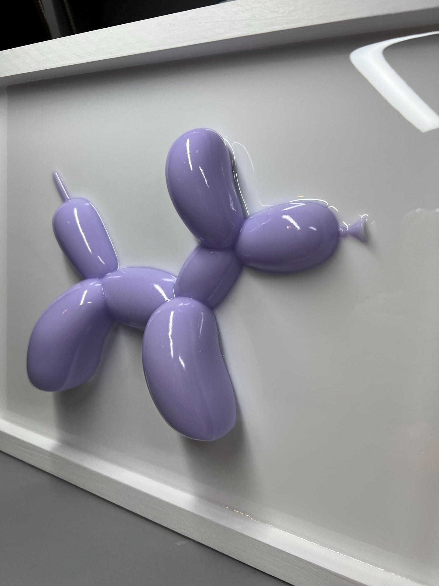 Handmade Lavender Balloon Dog Wall Art: 3D Pop Resin Sculpture