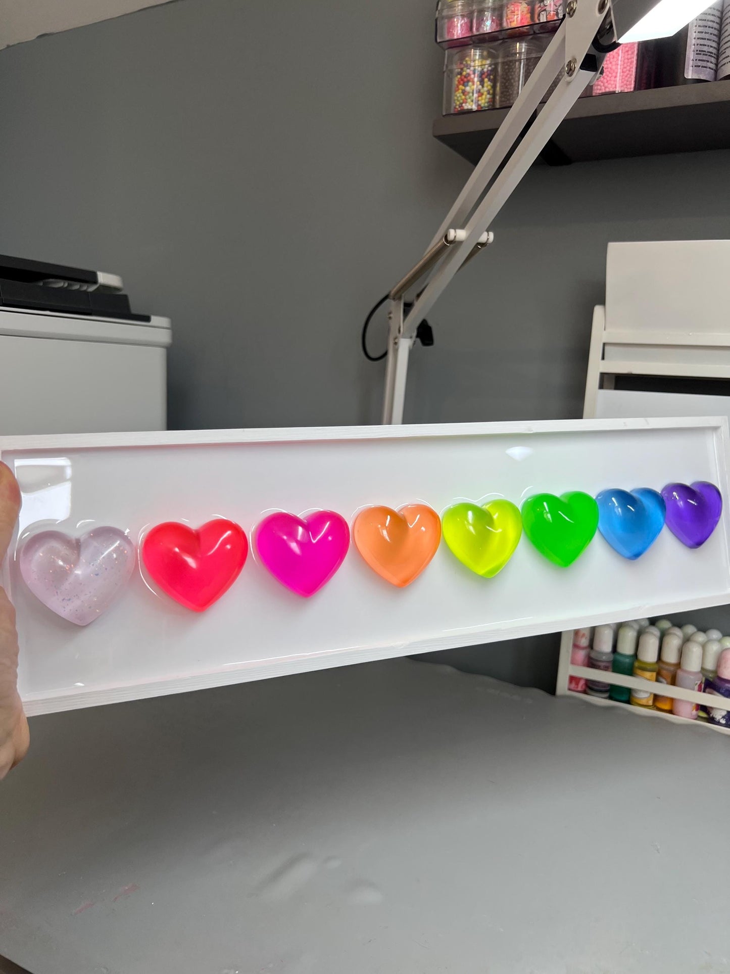 Neon Rainbow Resin Gummy Hearts Wall Art: 3D Pop Art, Dopamine Decor, Nursery Room Wall Hanging, Dopamine Decor Free US Shipping