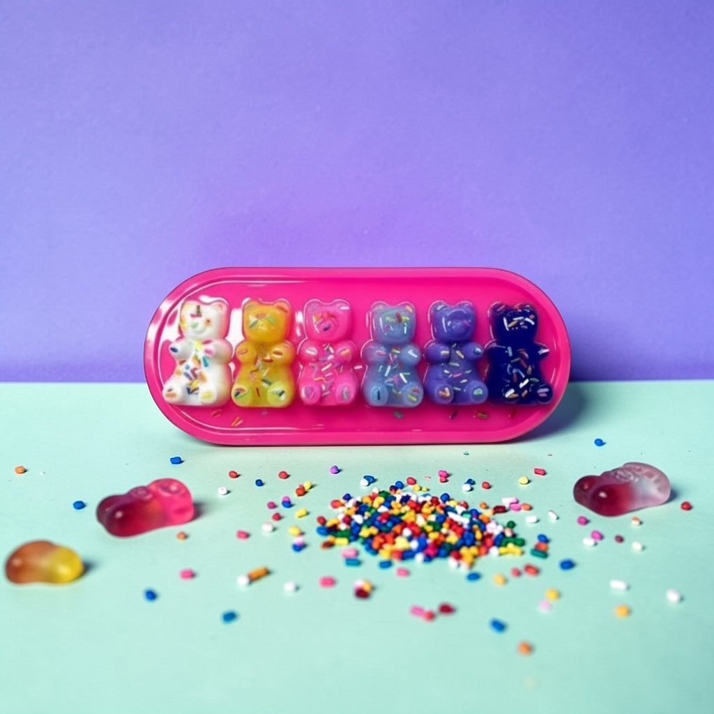 Rainbow Gummy Bear Resin Art • 13x5” Handmade Pop Art Decor • Cute Candy Sprinkle Sculpture • Freestanding or Wall Hanging