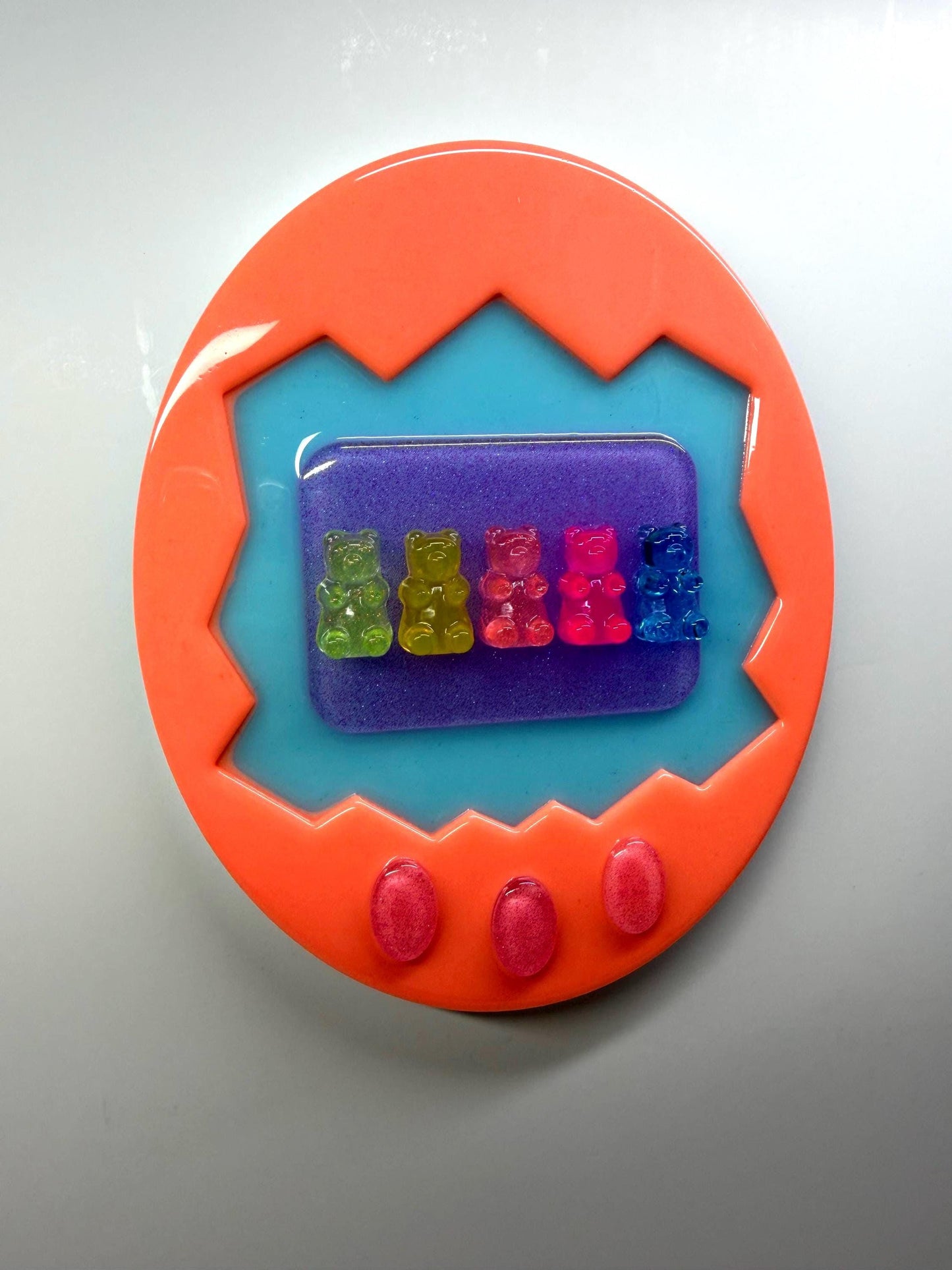 Retro Gummy Bears Hand Held Video Game Wall Art, Nostalgic 90s Dopamine Decor, Game Kids Room Wall Hanging Y2K Virtual Pet Art