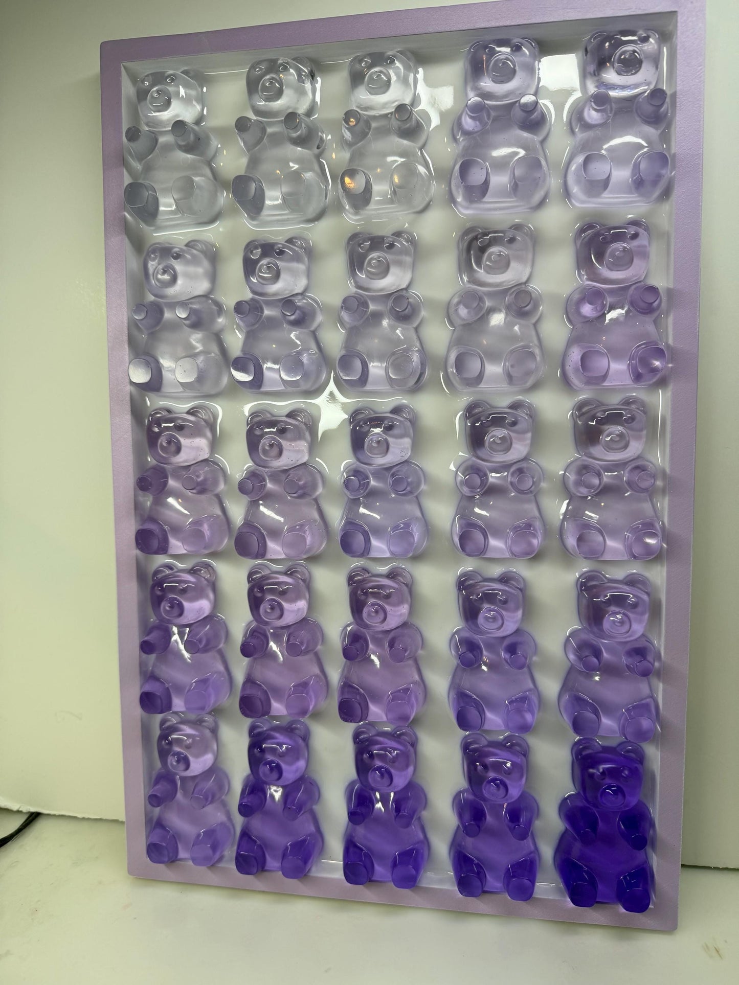 Big Purple Violet Gummy Bear Party • 11x17 Resin Wall Art • Kawaii Candy Chaos • Handmade Ombre Pop Art for Your Sweet Tooth Walls