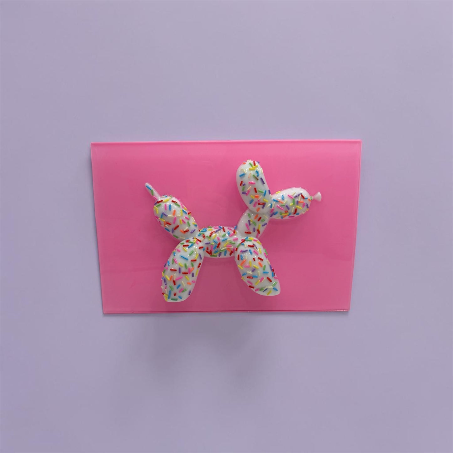 OOAK Balloon Dog Pop Art – 3D Candy Sculpture Wall Art, Sprinkle Resin Art, Pink Acrylic Decor, Dopamine Art