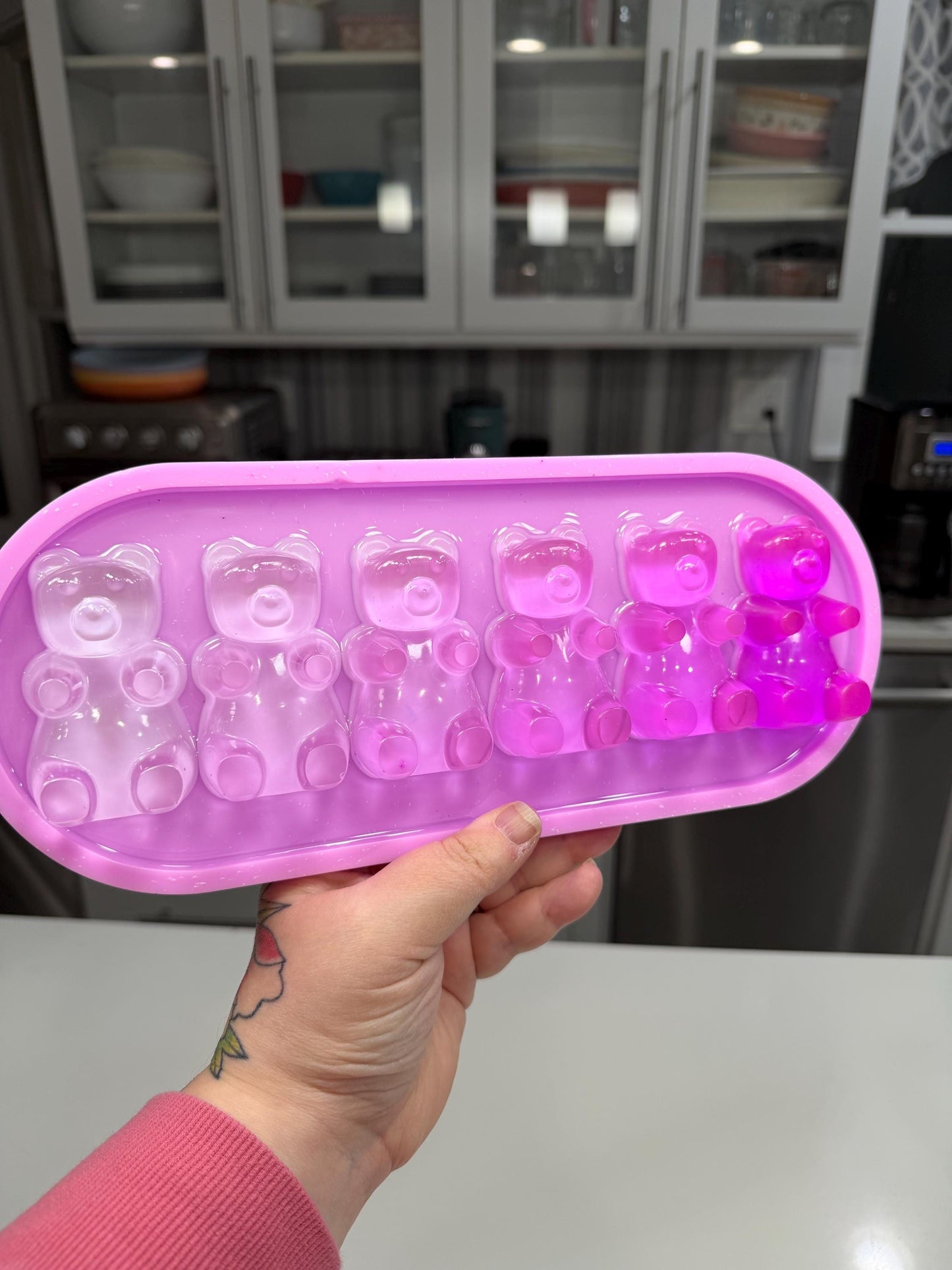 Violet Ombré Gummy Bears Wall Art — Handmade Resin Pop Statement (13×5”)