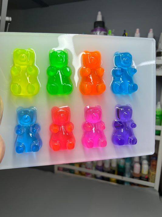 Neon Rainbow Gummy Bear Wall Art: 3D Pop Candy Decor, Colorful Nursery Kids Room Decor, Dopamine Rush Decor