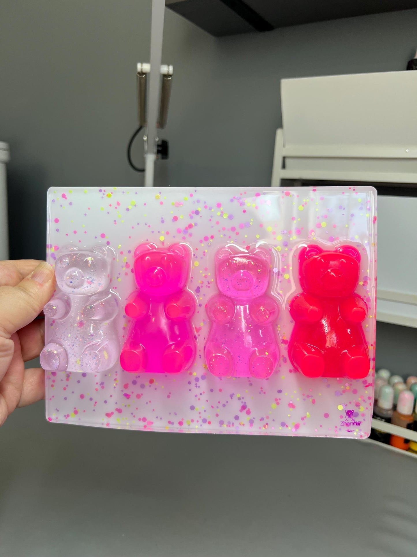 Neon Pink Resin Gummy Bear Wall Art: 3D Pop Art, Nursery Decor