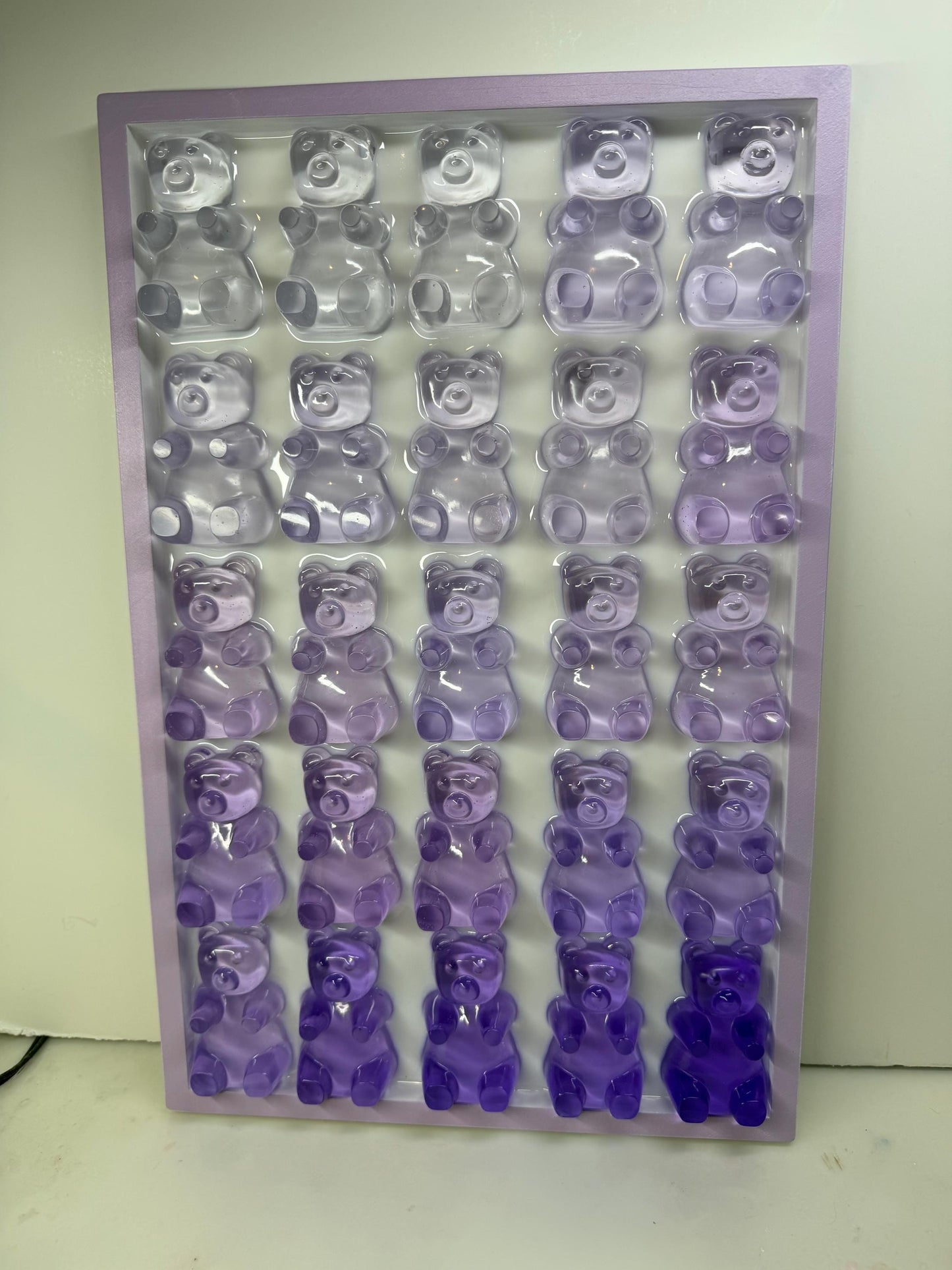 Big Purple Violet Gummy Bear Party • 11x17 Resin Wall Art • Kawaii Candy Chaos • Handmade Ombre Pop Art for Your Sweet Tooth Walls