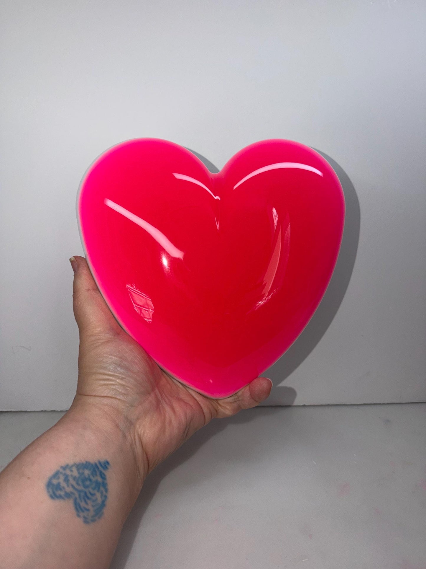 Jumbo Neon Pink Resin Heart: 3D Pop Art Wall Hanging, Handmade