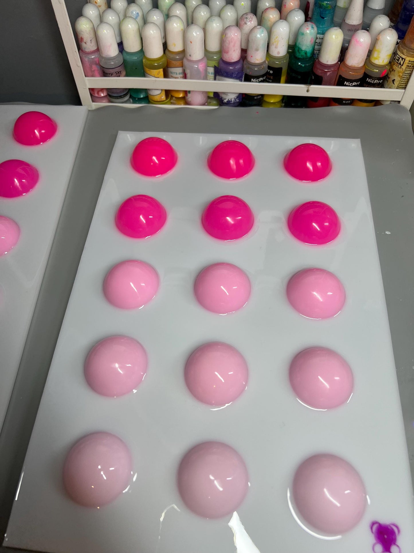 Pink Ombre Gumballs Painting: 3D Resin Pop Art (12x8 inches)