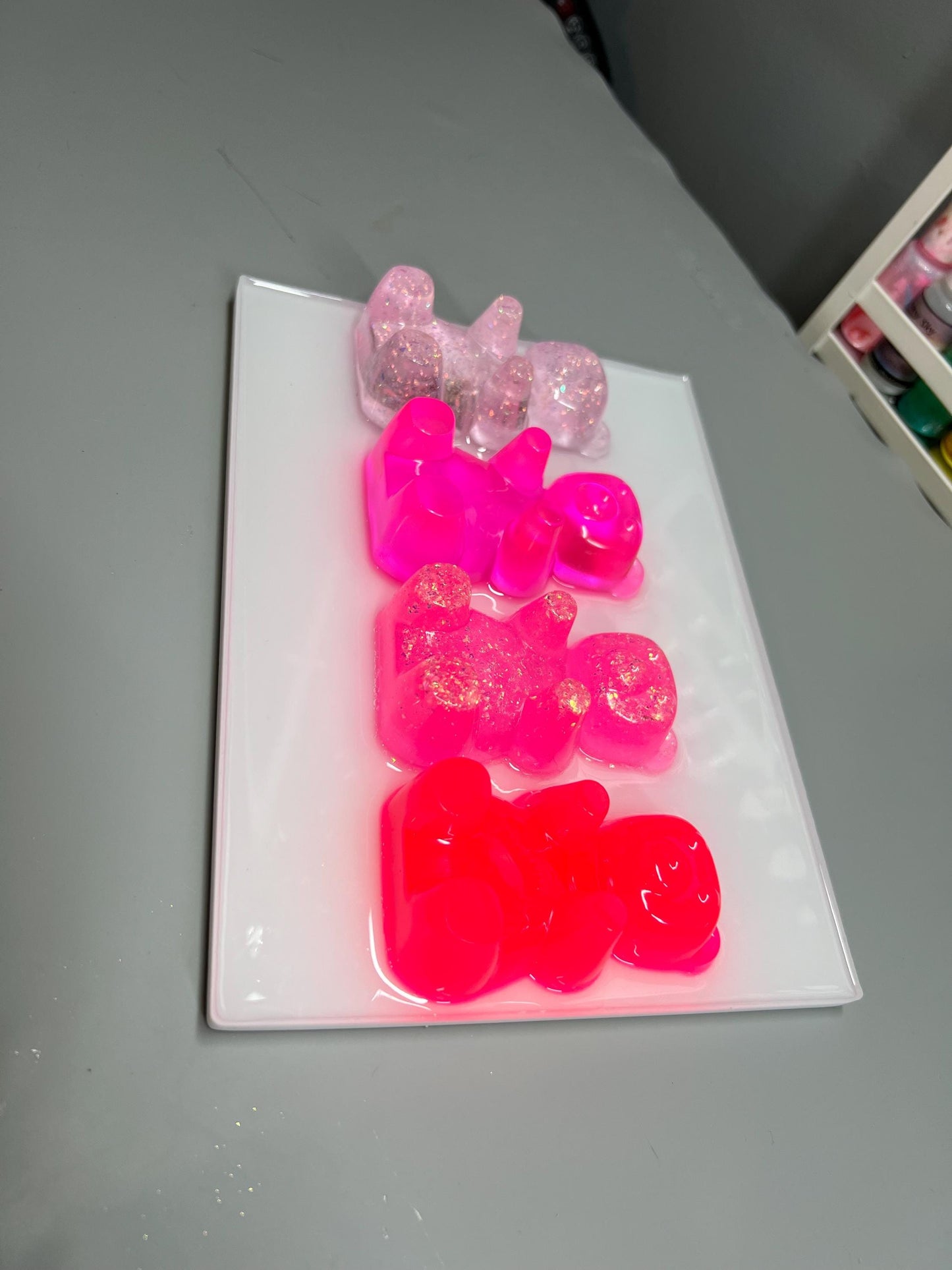 Neon Pink Resin Gummy Bear Wall Art: 3D Pop Art Decor