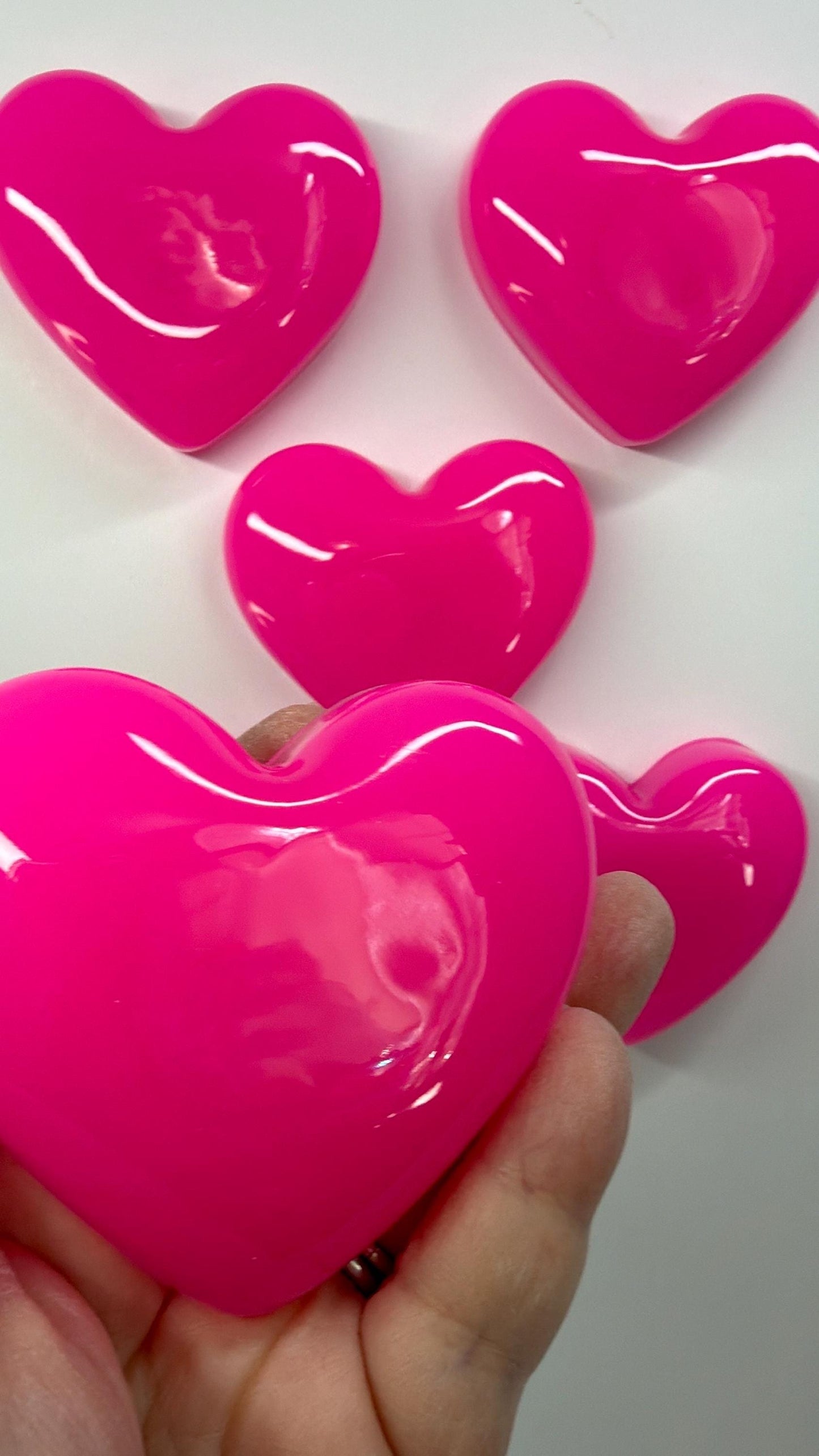 Hot Pink Resin Heart Wall Hanging – Handmade Valentine Wall Decor – Mini Pop Art Heart – 3x3 OOAK