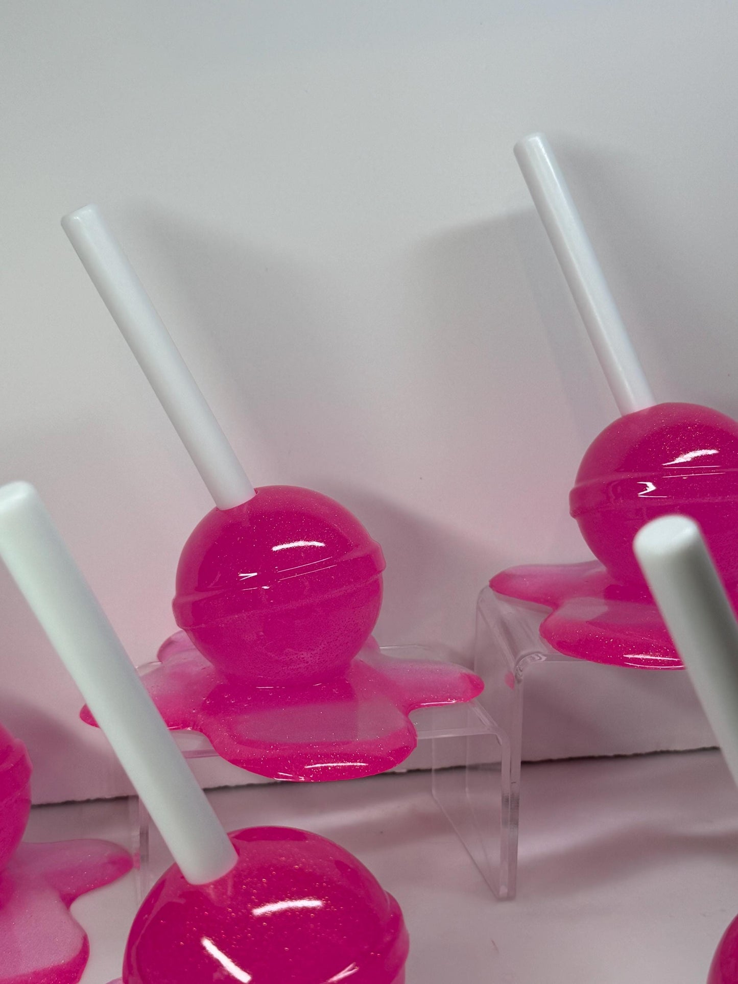 Melting Lollipop Extra Large Pop Art Decor Pink Sparkle Glitter, Resin Sculpture, Candy Art