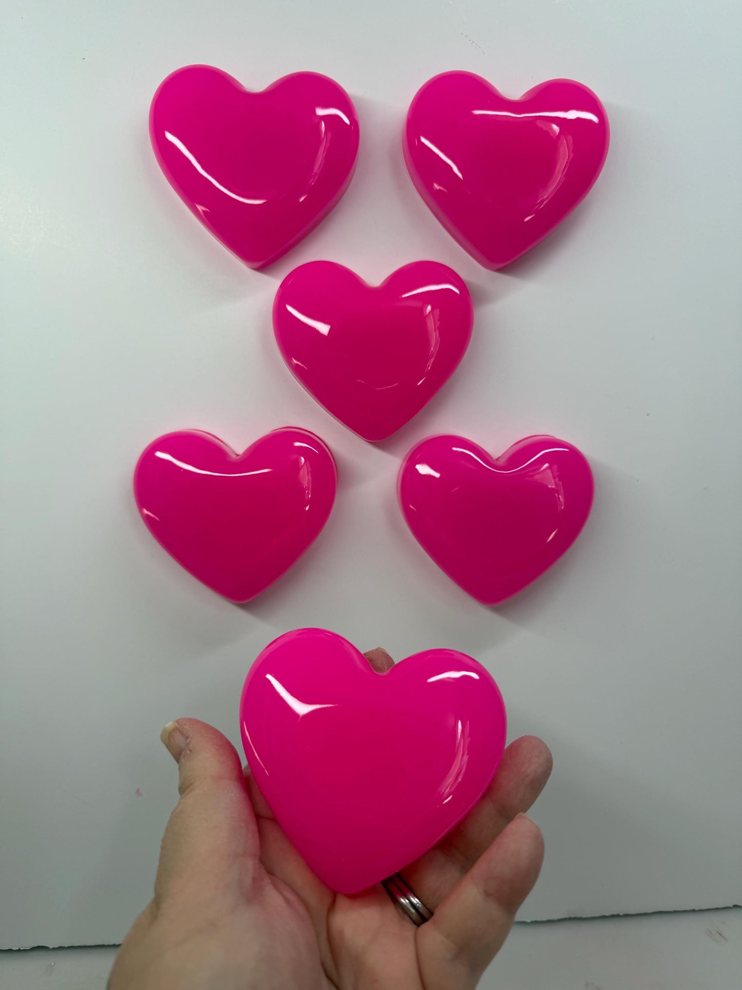 Hot Pink Resin Heart Wall Hanging – Handmade Valentine Wall Decor – Mini Pop Art Heart – 3x3 OOAK