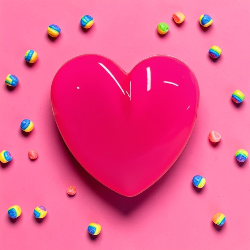 Neon Pink Resin Heart Wall Art – Glossy Candy Heart Pop Art Decor, Kawaii Dopamine Decor