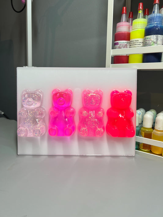 Neon Pink Resin Gummy Bear Wall Art: 3D Pop Art Decor