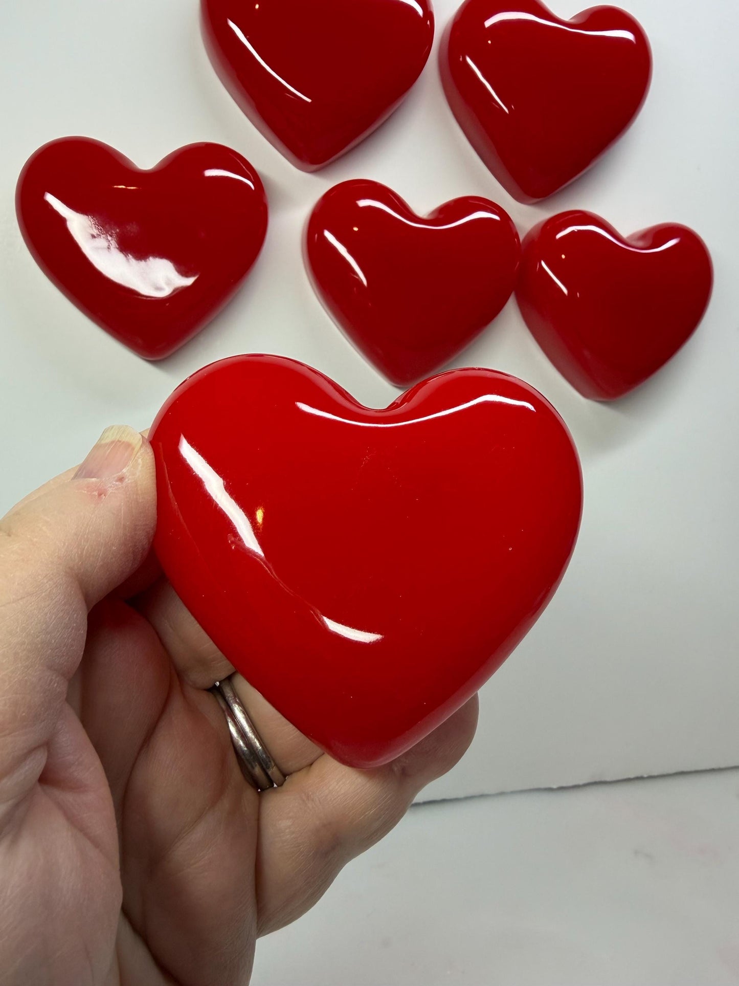 Handmade Red Resin Heart Wall Hanging | 3x3 Valentine Wall Decor | Glossy Pop Art Heart | Small Love Gift | Modern Romantic Art