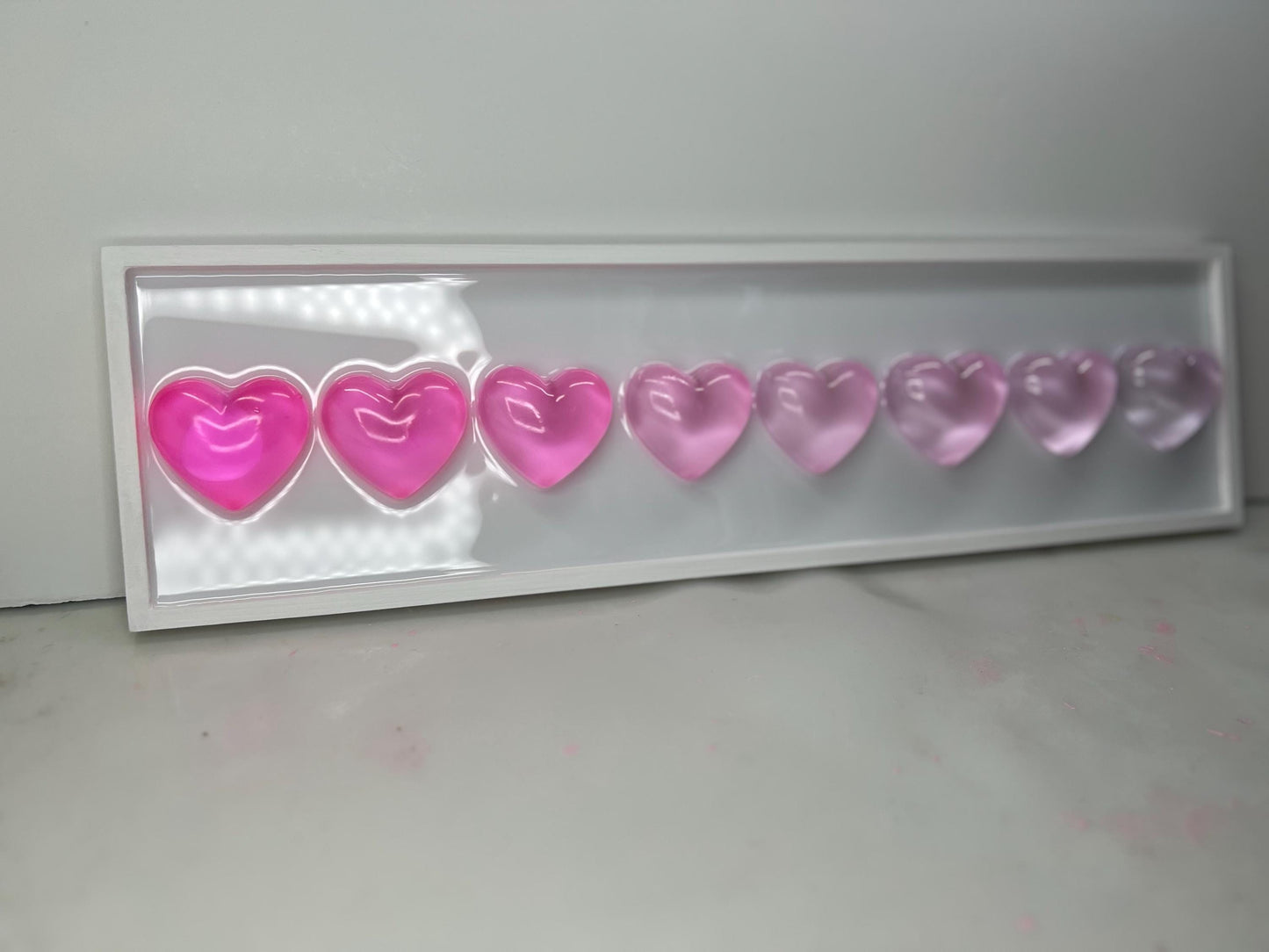 Pink Ombré Resin Gummy Hearts Wall Art: 3D Pop Art, Nursery Kids Room Decor, Pink Apartment Decor