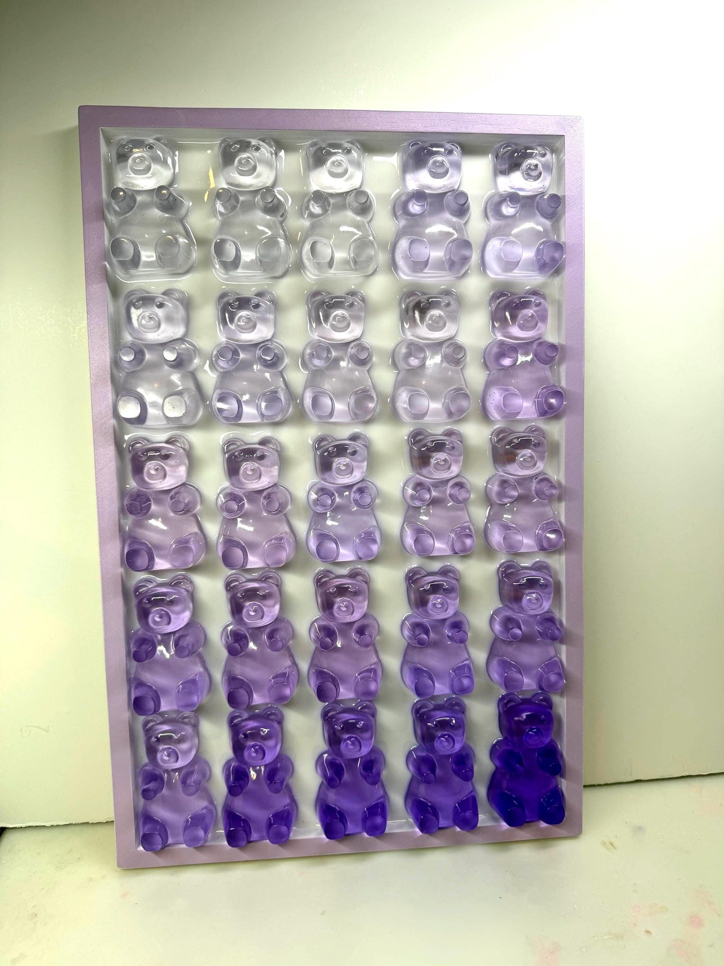 Big Purple Violet Gummy Bear Party • 11x17 Resin Wall Art • Kawaii Candy Chaos • Handmade Ombre Pop Art for Your Sweet Tooth Walls