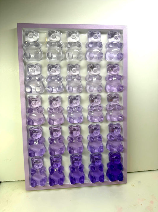 Big Purple Violet Gummy Bear Party • 11x17 Resin Wall Art • Kawaii Candy Chaos • Handmade Ombre Pop Art for Your Sweet Tooth Walls