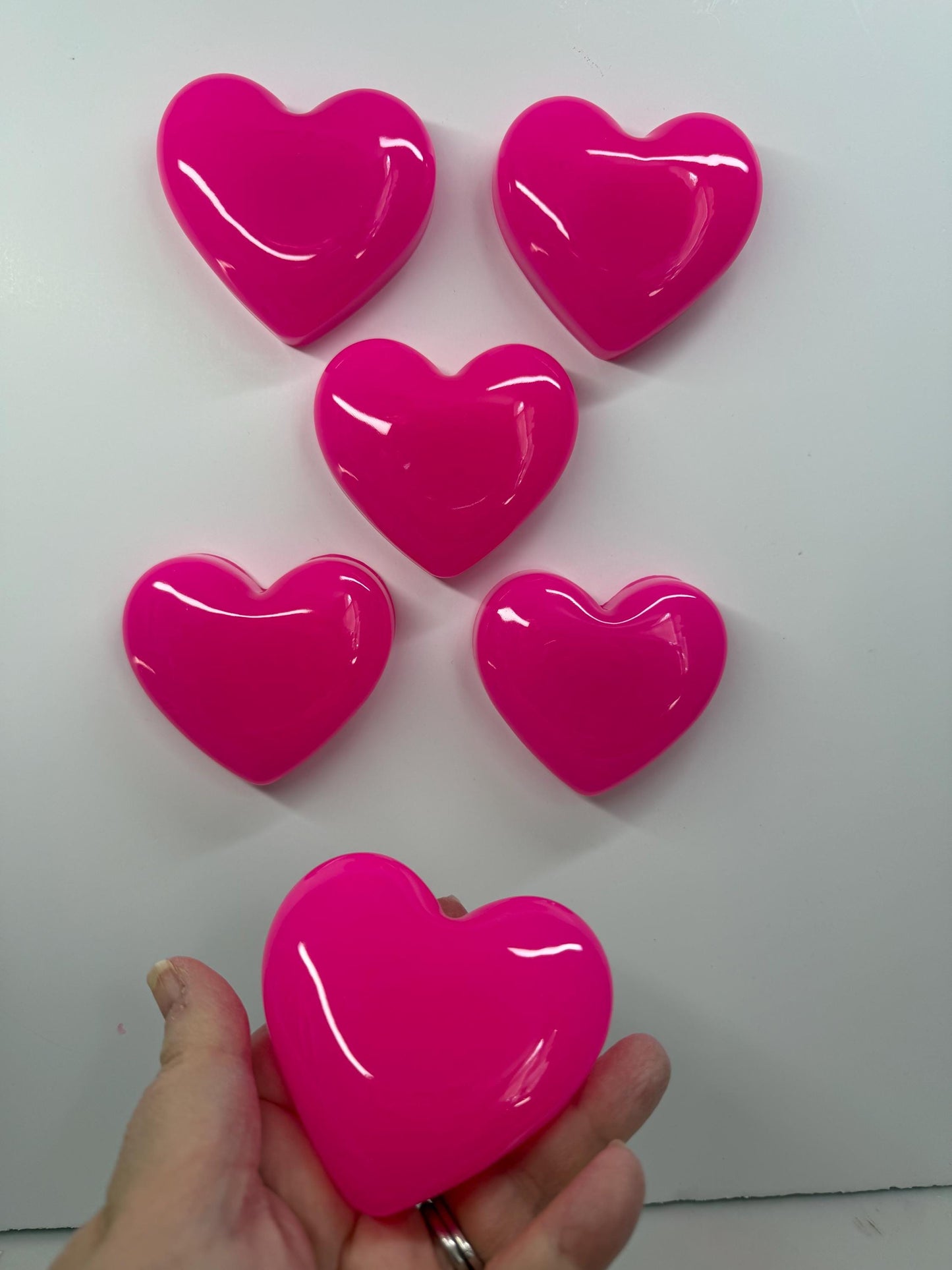Hot Pink Resin Heart Wall Hanging – Handmade Valentine Wall Decor – Mini Pop Art Heart – 3x3 OOAK