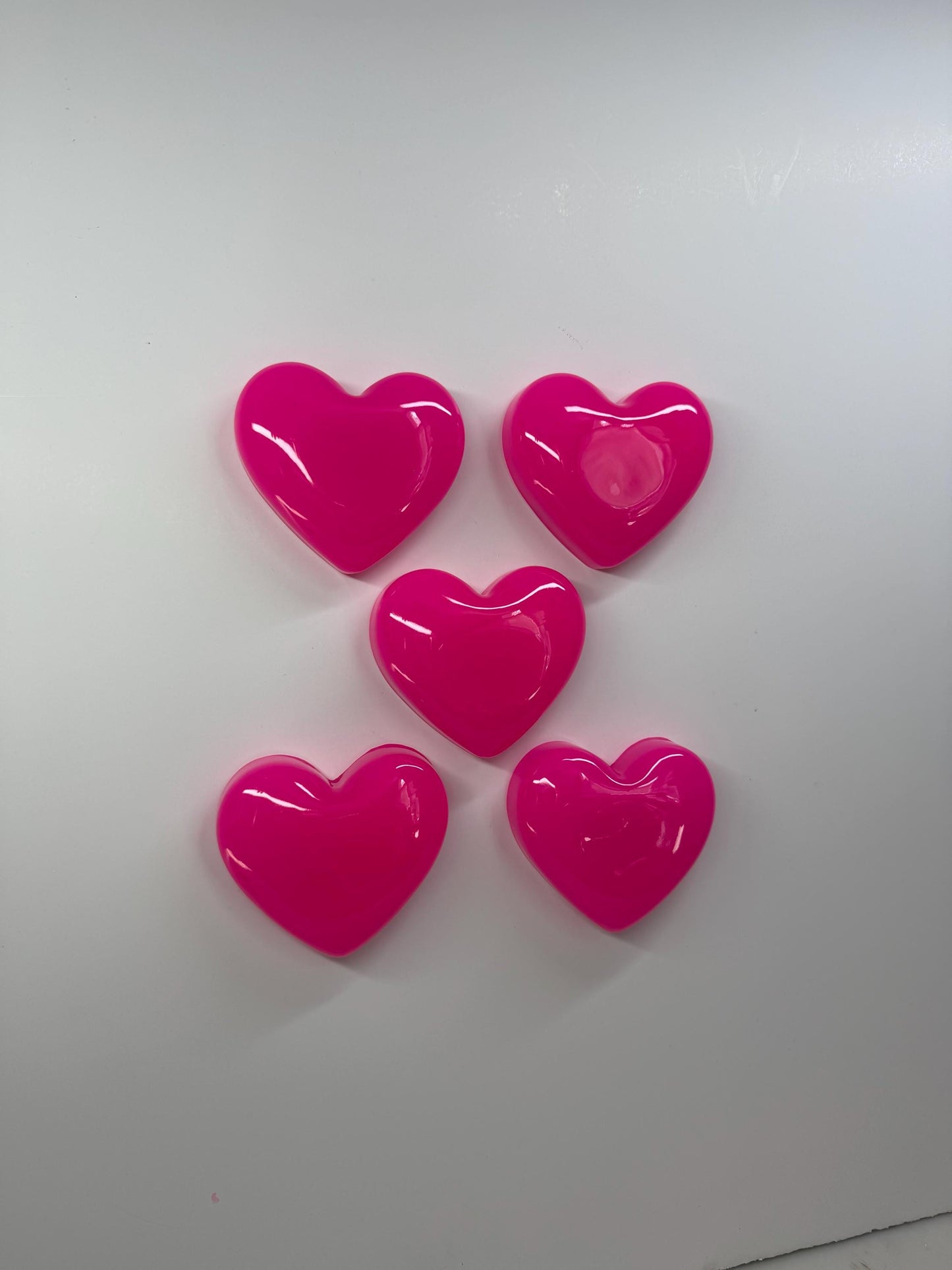 Hot Pink Resin Heart Wall Hanging – Handmade Valentine Wall Decor – Mini Pop Art Heart – 3x3 OOAK