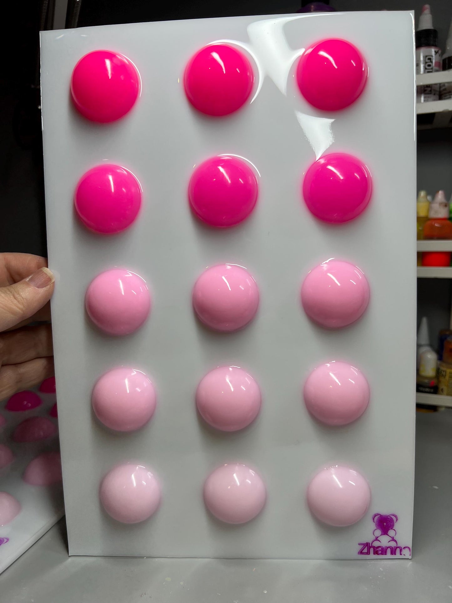 Pink Ombre Gumballs Painting: 3D Resin Pop Art (12x8 inches)