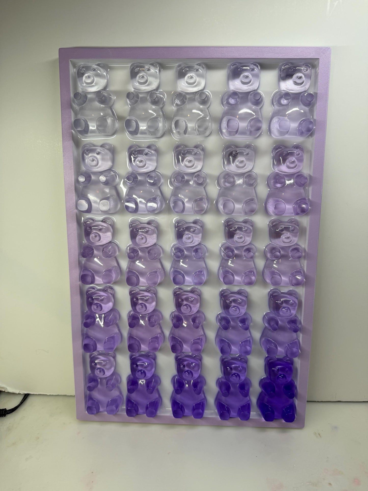 Big Purple Violet Gummy Bear Party • 11x17 Resin Wall Art • Kawaii Candy Chaos • Handmade Ombre Pop Art for Your Sweet Tooth Walls