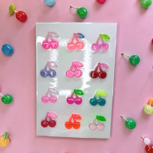 OOAK Resin Cherry Grid Wall Art • 3D Pop Art Candy Sculpture • Colorful Kawaii Fruit Decor • Handmade 12x8 Statement Piece