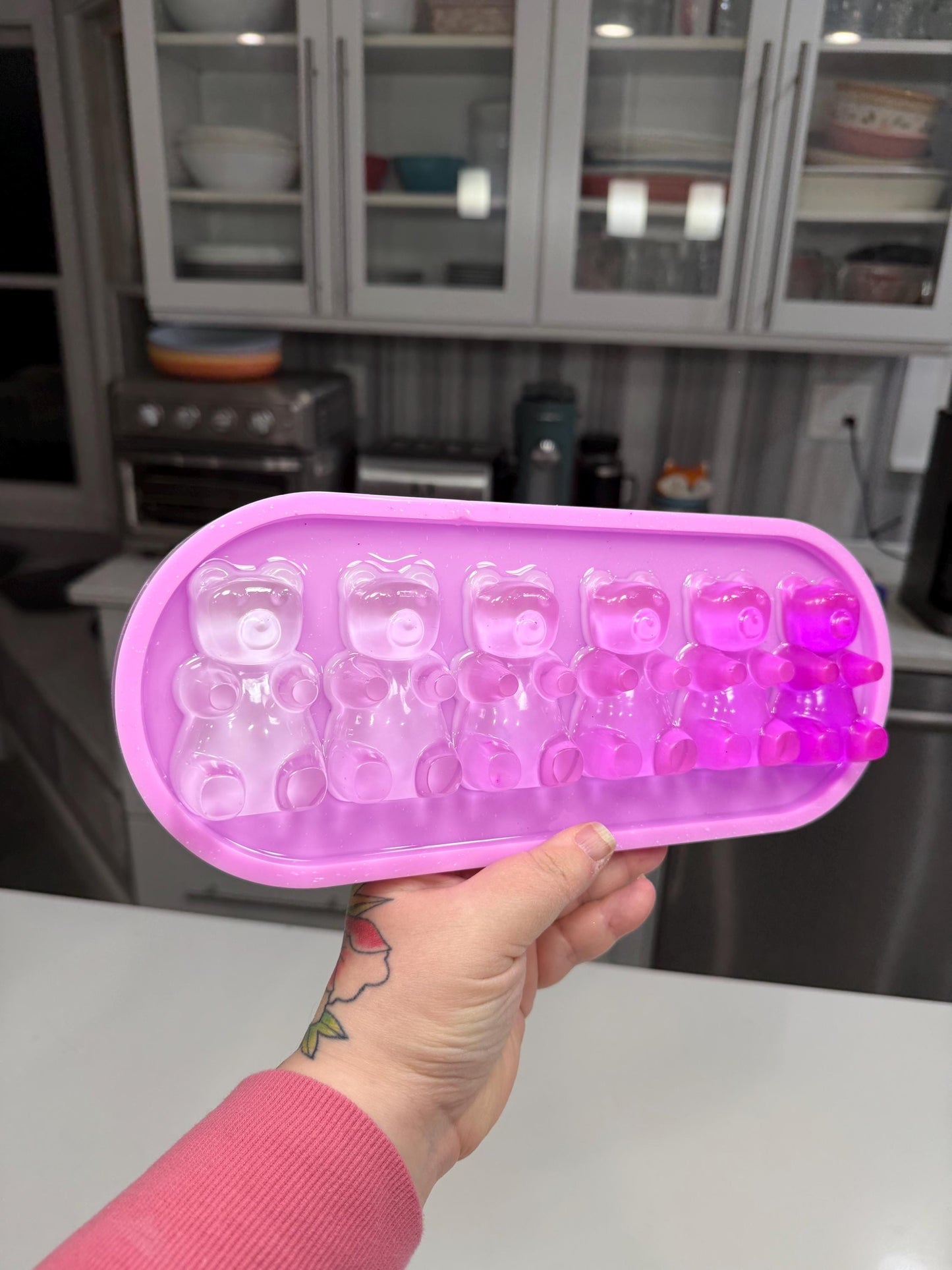 Violet Ombré Gummy Bears Wall Art — Handmade Resin Pop Statement (13×5”)