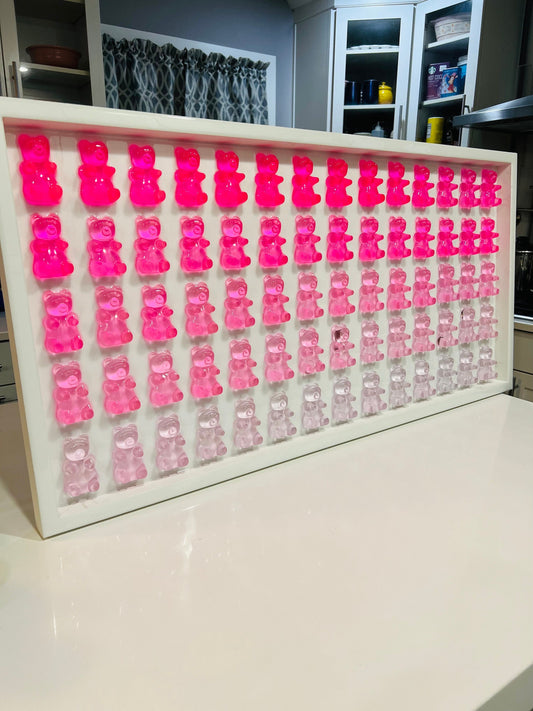 Pink Ombre Resin Gummy Bear Wall Art: 3D Neon Pop Decor Nursery Kids Decor, Custom Nursery Art, Jumbo Gallery Wall, Statement Wall Hanging