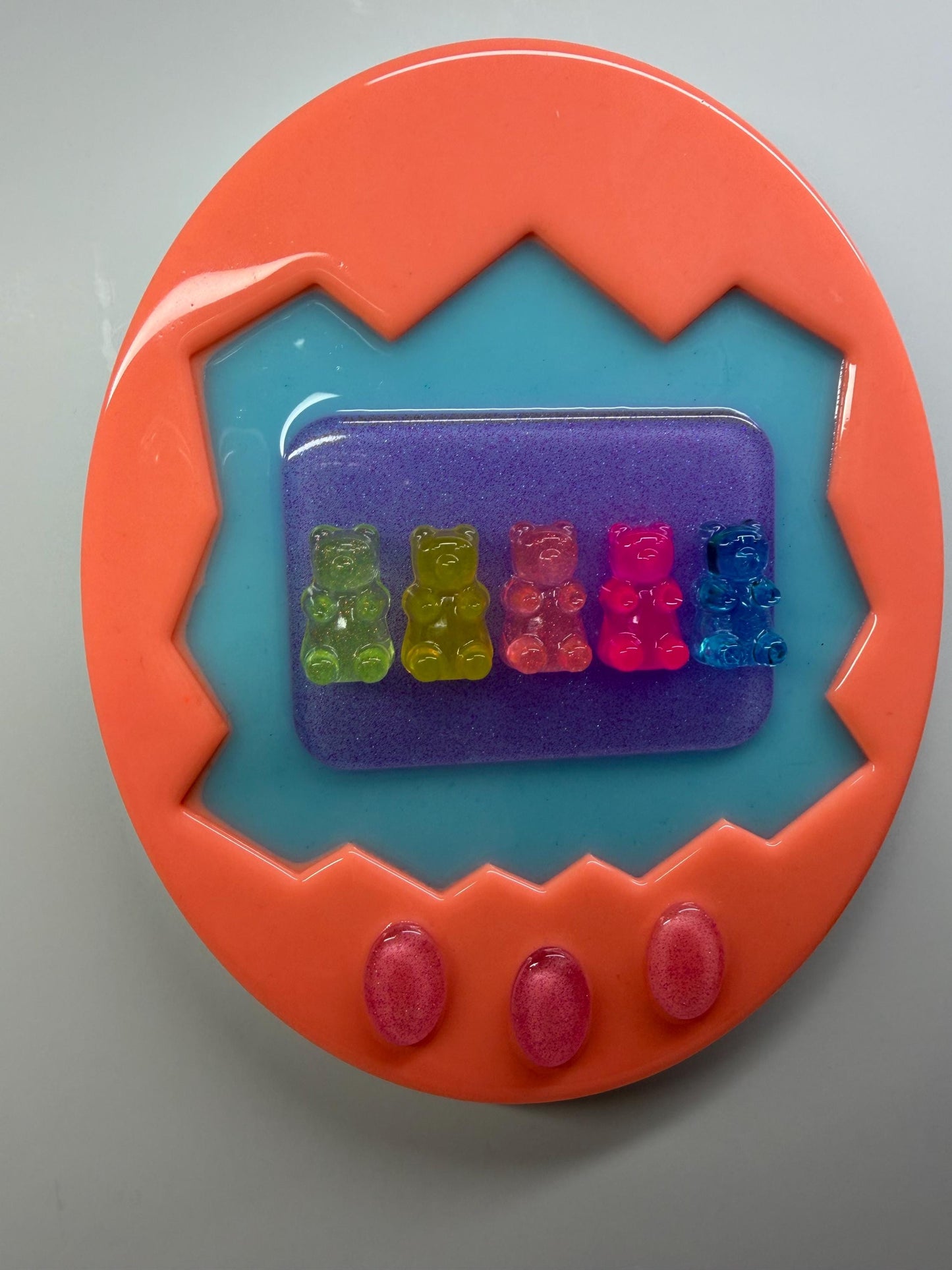 Retro Gummy Bears Hand Held Video Game Wall Art, Nostalgic 90s Dopamine Decor, Game Kids Room Wall Hanging Y2K Virtual Pet Art