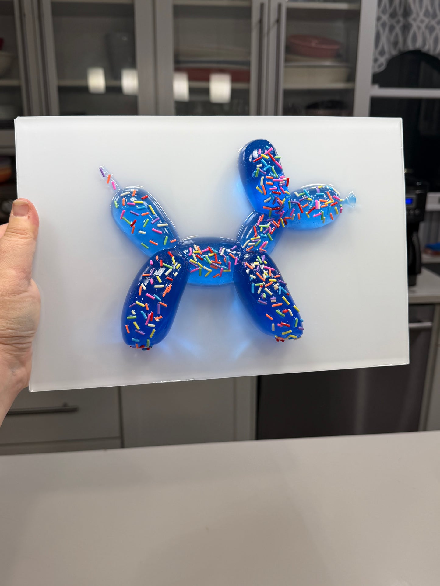 Good Boy, Extra Sprinkles – Blue Balloon Dog Resin Wall Art (12x8”)