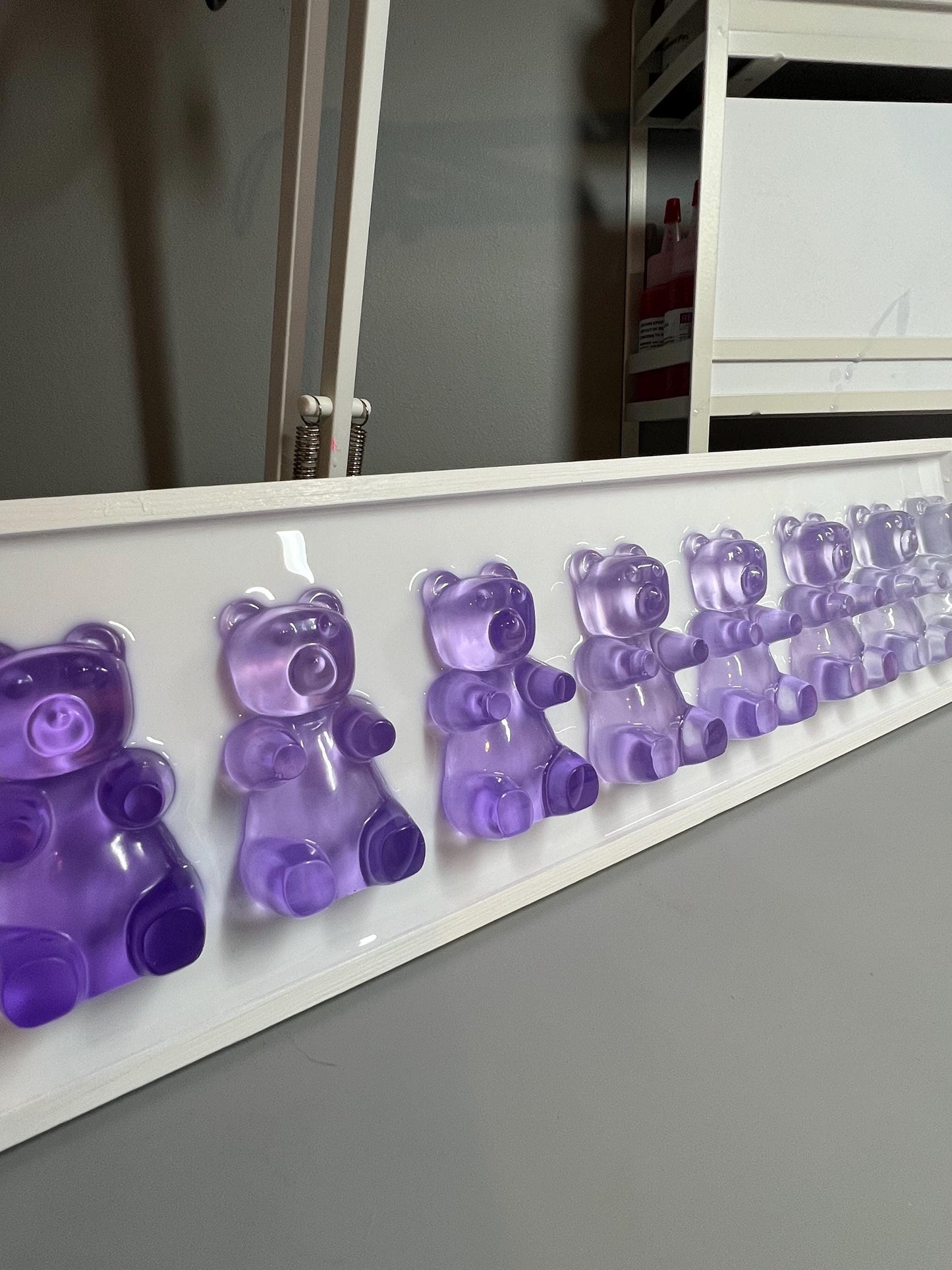 Purple Violet Ombre Resin Gummy Bear Wall Art: 3D Candy Pop Art